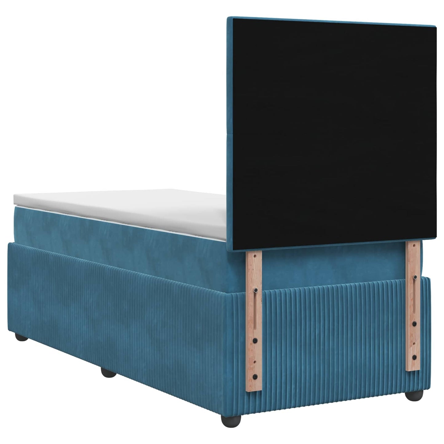LED Boxspring Ágy Mattal fejtámlával Kék 100 x 200 cm Bársony