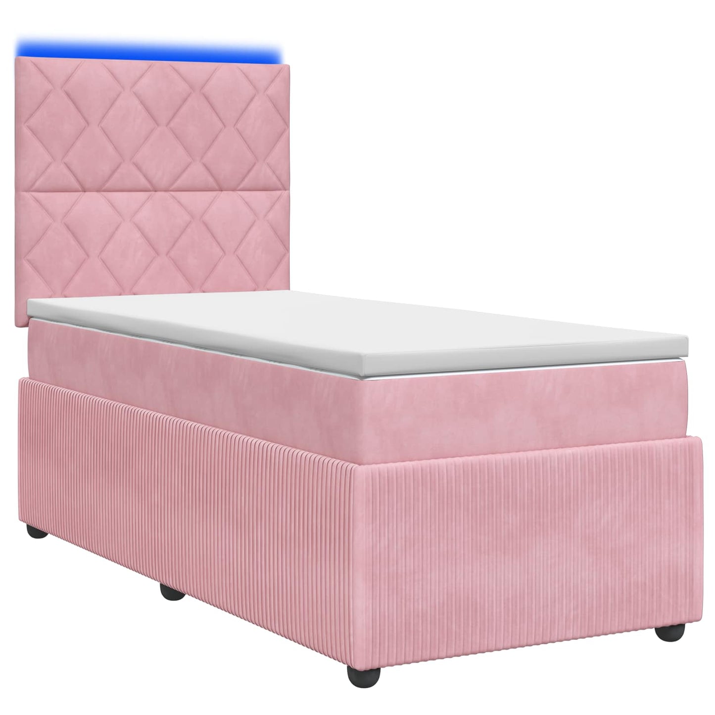 LED Boxspring Ágy Mattal Rózsaszín 100 x 200 cm Bársony
