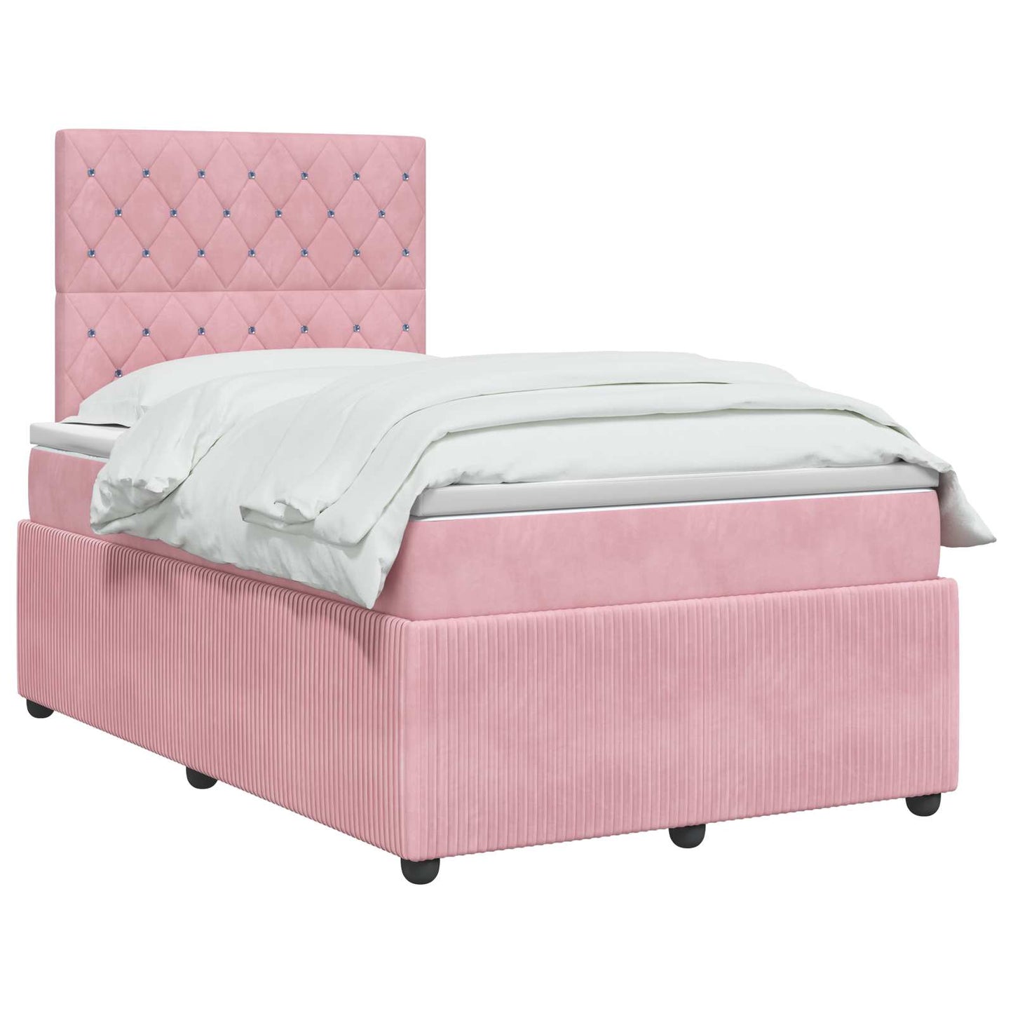 LED Boxspring Ágy Mattal Rózsaszín 120 x 190 cm Bársony
