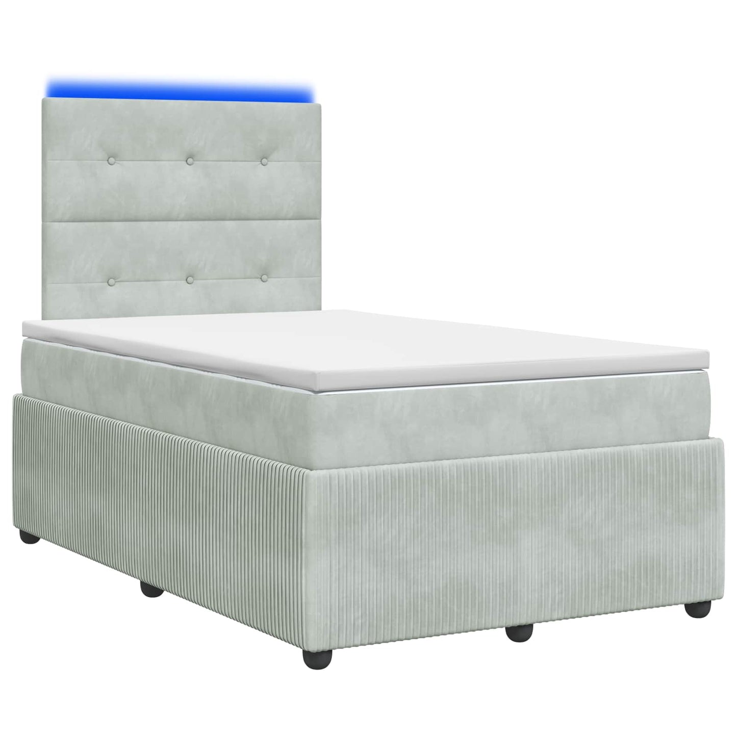 LED Boxspring Ágy Mattal Világosszürke 120 x 190 cm Bársony