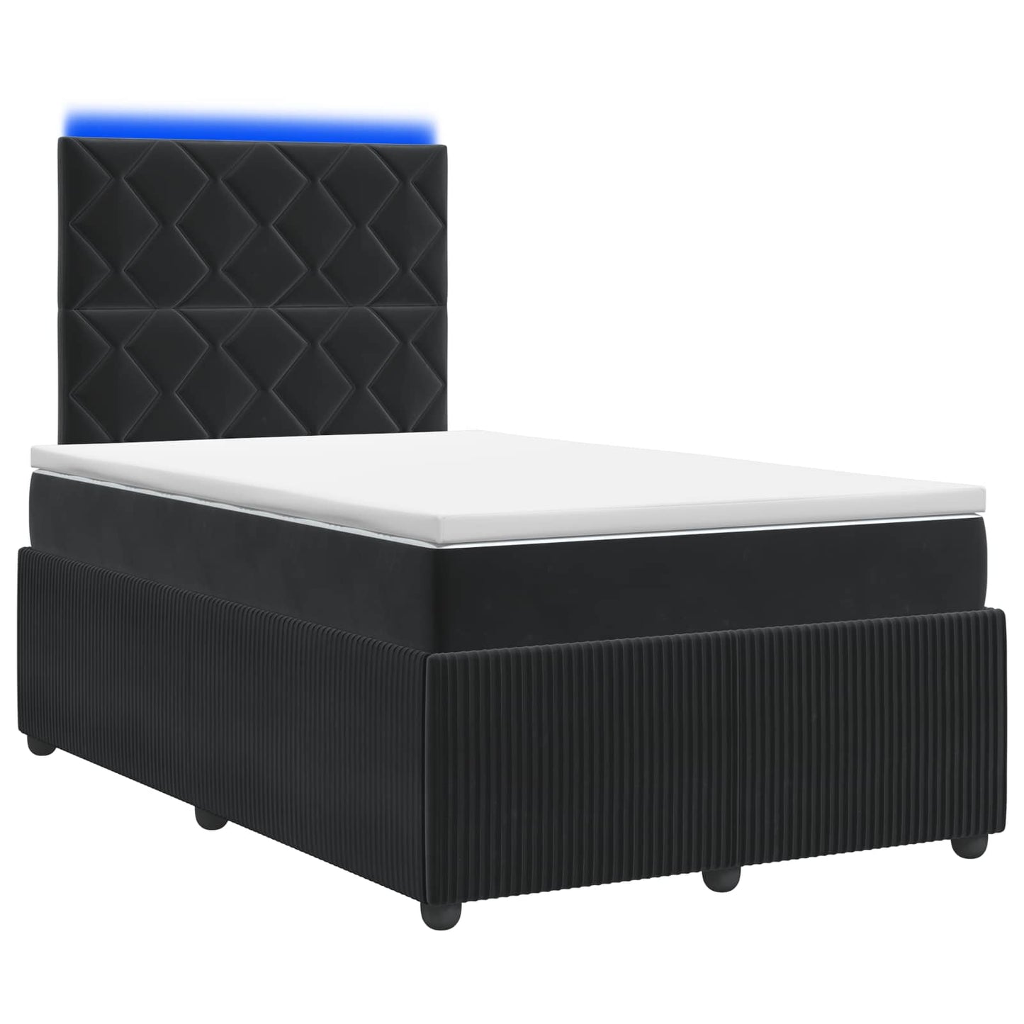 LED Boxspring Ágy Mattal Fekete 120 x 190 cm Bársony