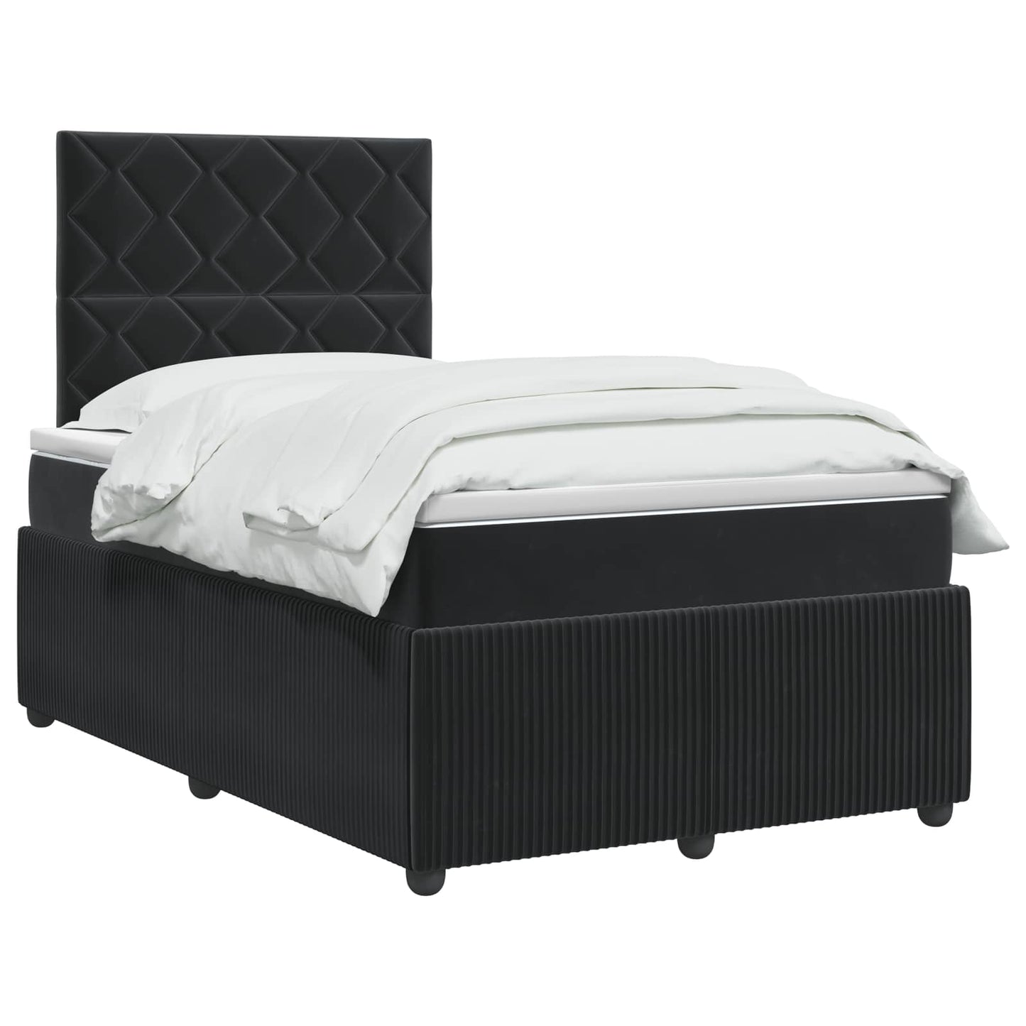 LED Boxspring Ágy Mattal Fekete 120 x 190 cm Bársony