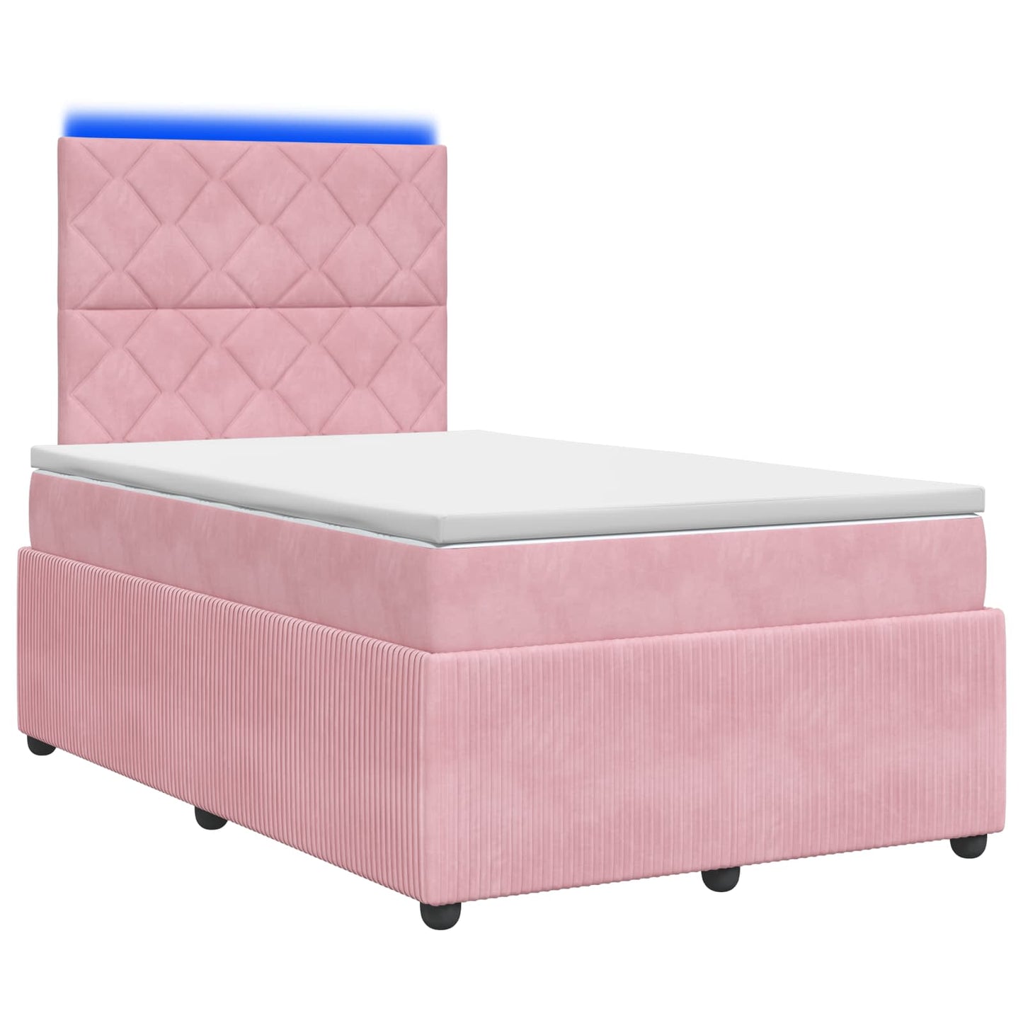 LED Boxspring Ágy Mattal Rózsaszín 120 x 190 cm Bársony