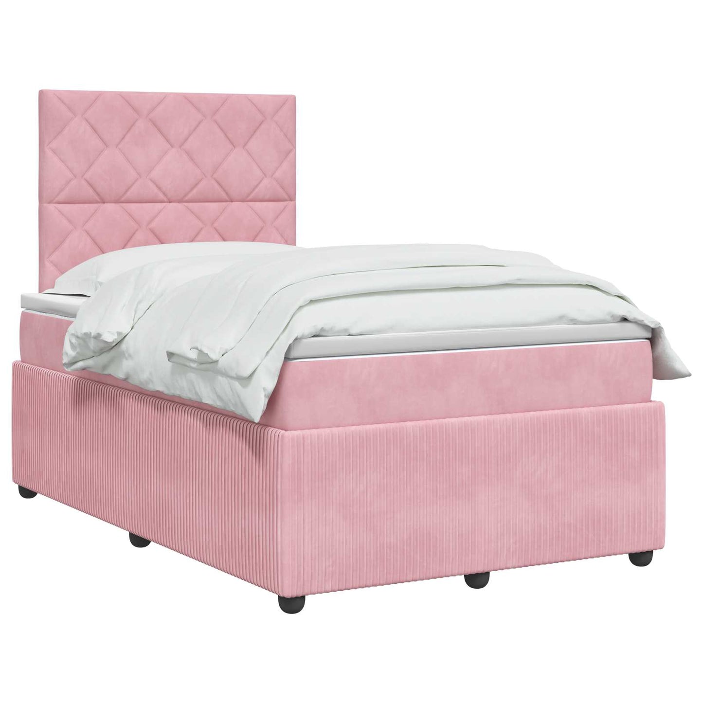 LED Boxspring Ágy Mattal Rózsaszín 120 x 190 cm Bársony