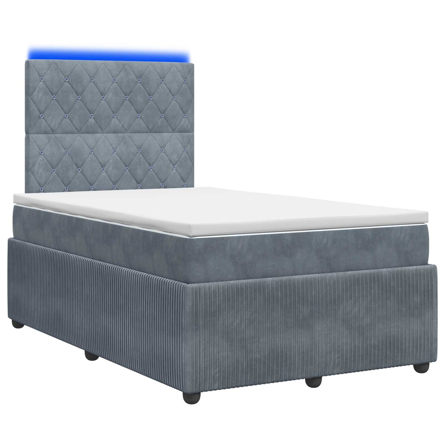 LED Boxspring Ágy Mattal Sötétszürke 120 x 200 cm Bársony