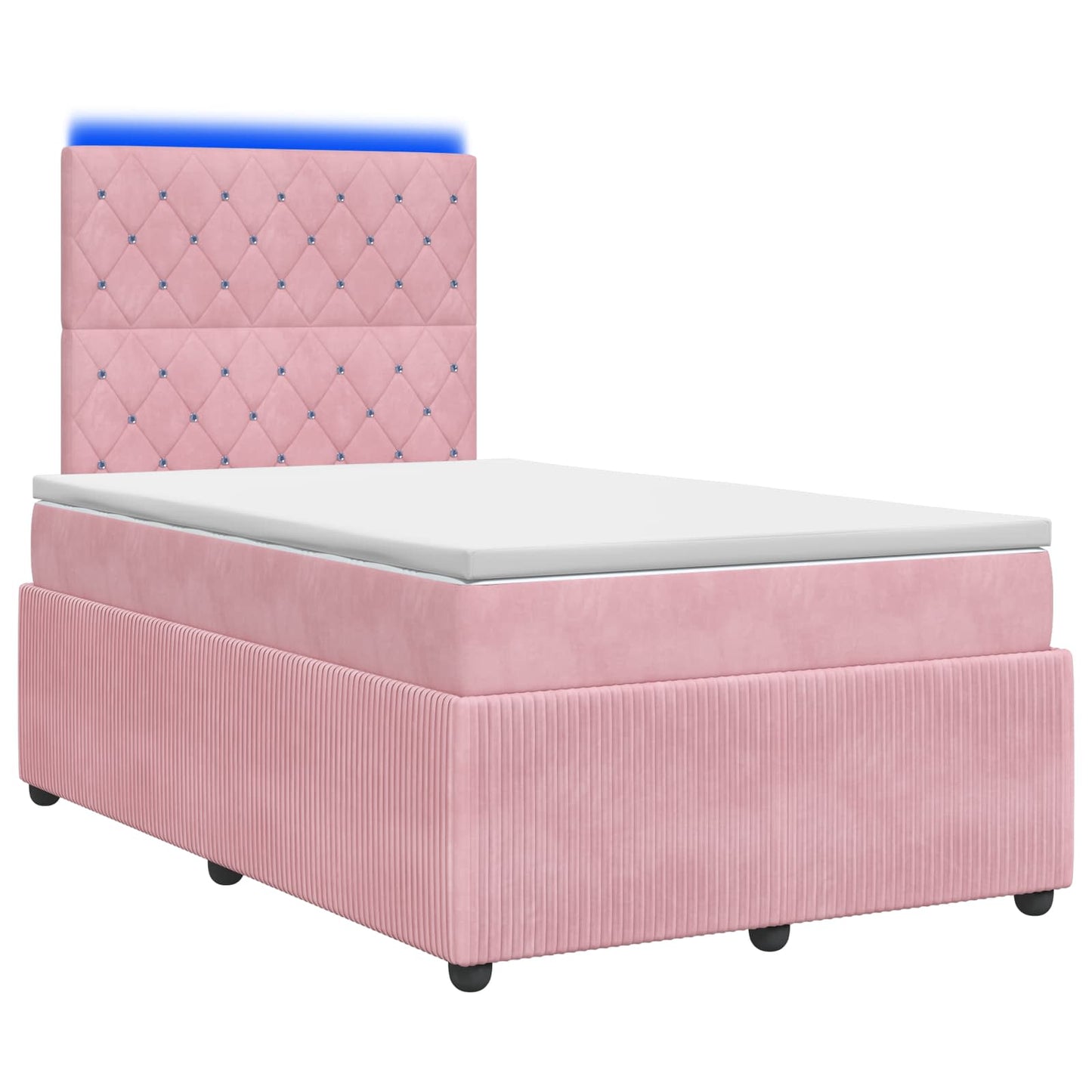 LED Boxspring Ágy Mattal Rózsaszín 120 x 200 cm Bársony