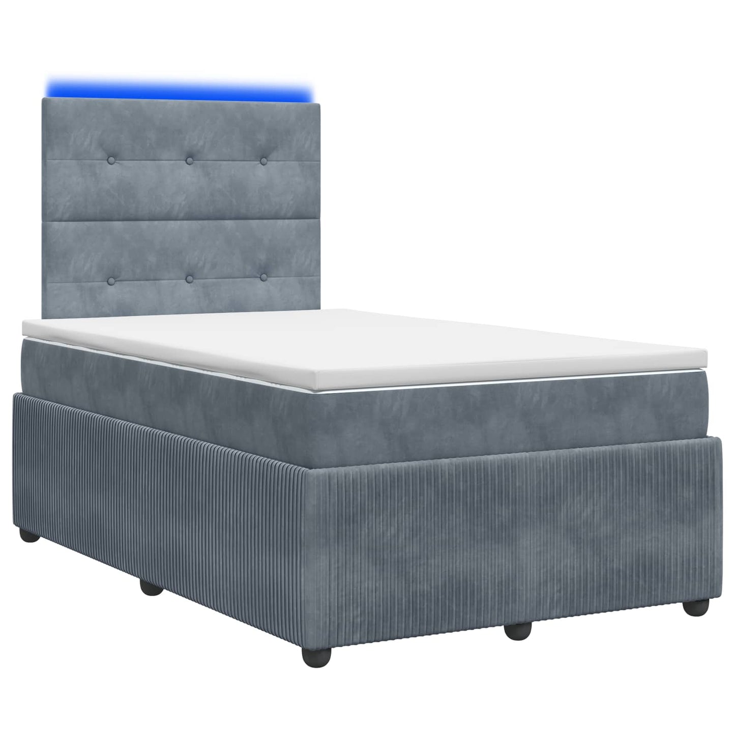 LED Boxspring Ágy Mattal Sötétszürke 120 x 200 cm Bársony