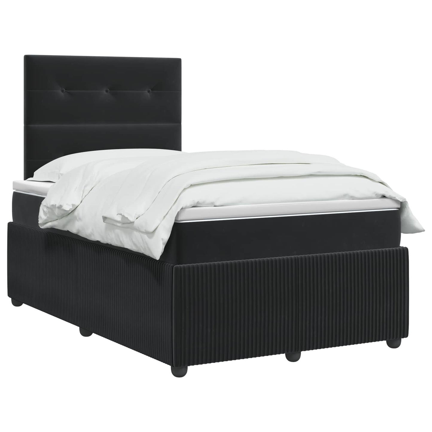 LED Boxspring Ágy Mattal Fekete 120 x 200 cm Bársony