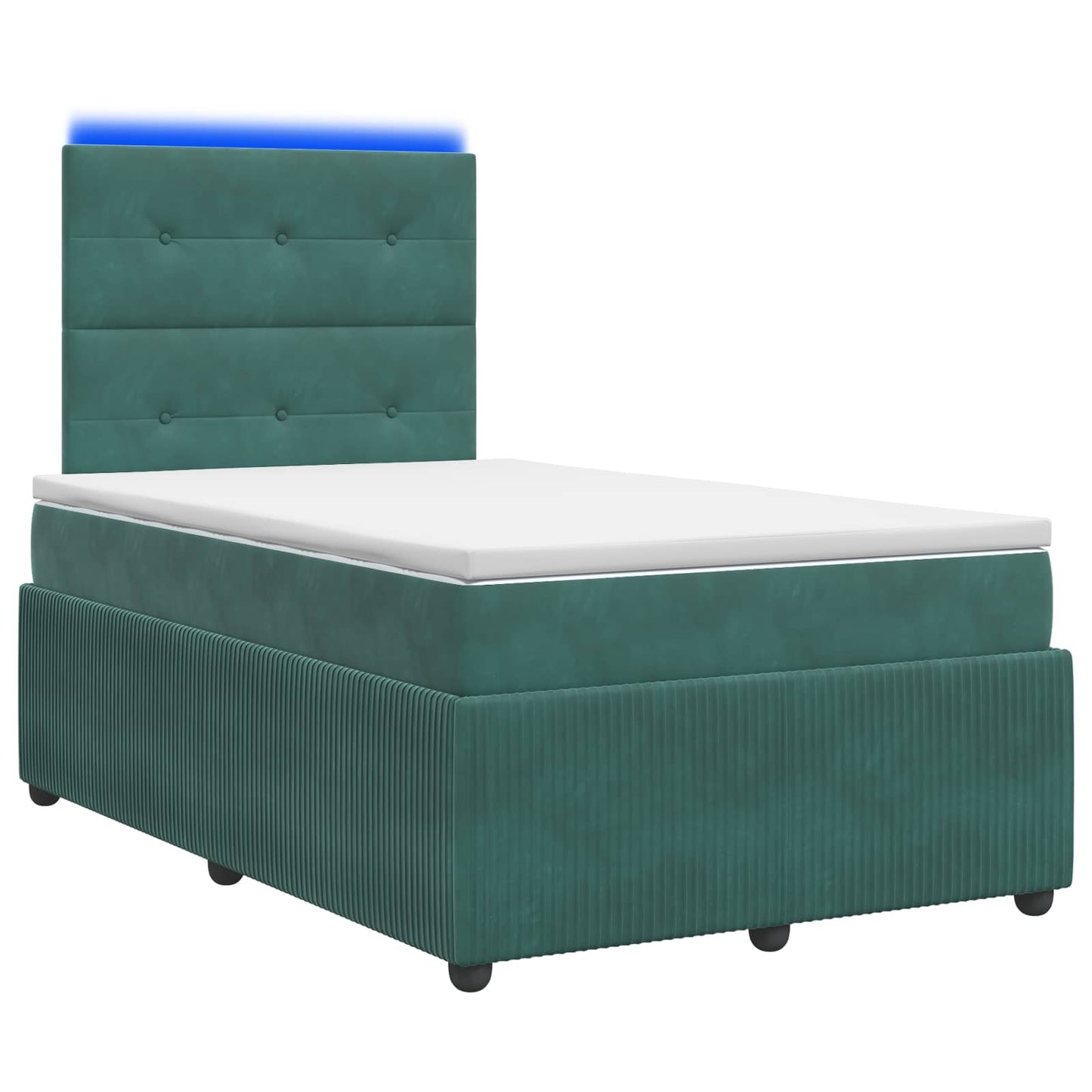 LED Boxspring Ágy Mattal Sötétzöld 120 x 200 cm Bársony