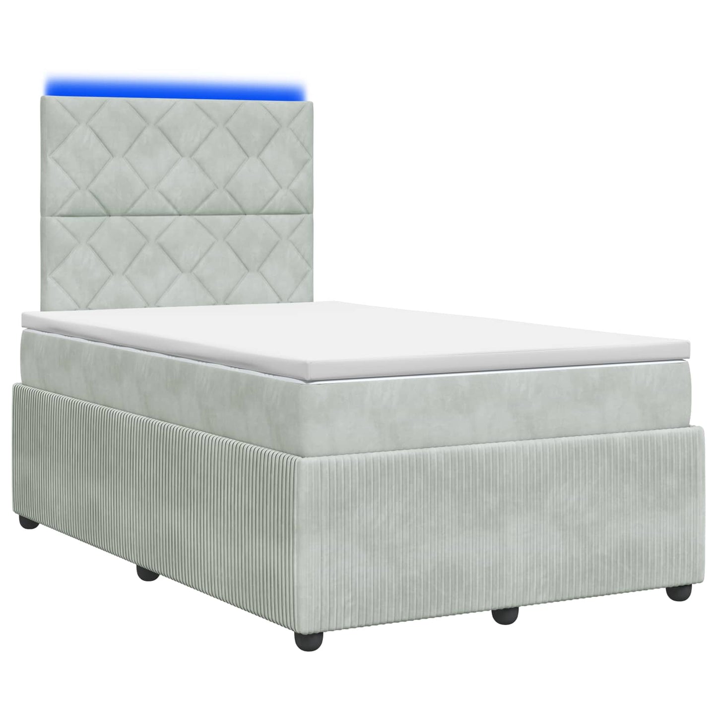 LED Boxspring Ágy Mattal Világosszürke 120 x 200 cm Bársony