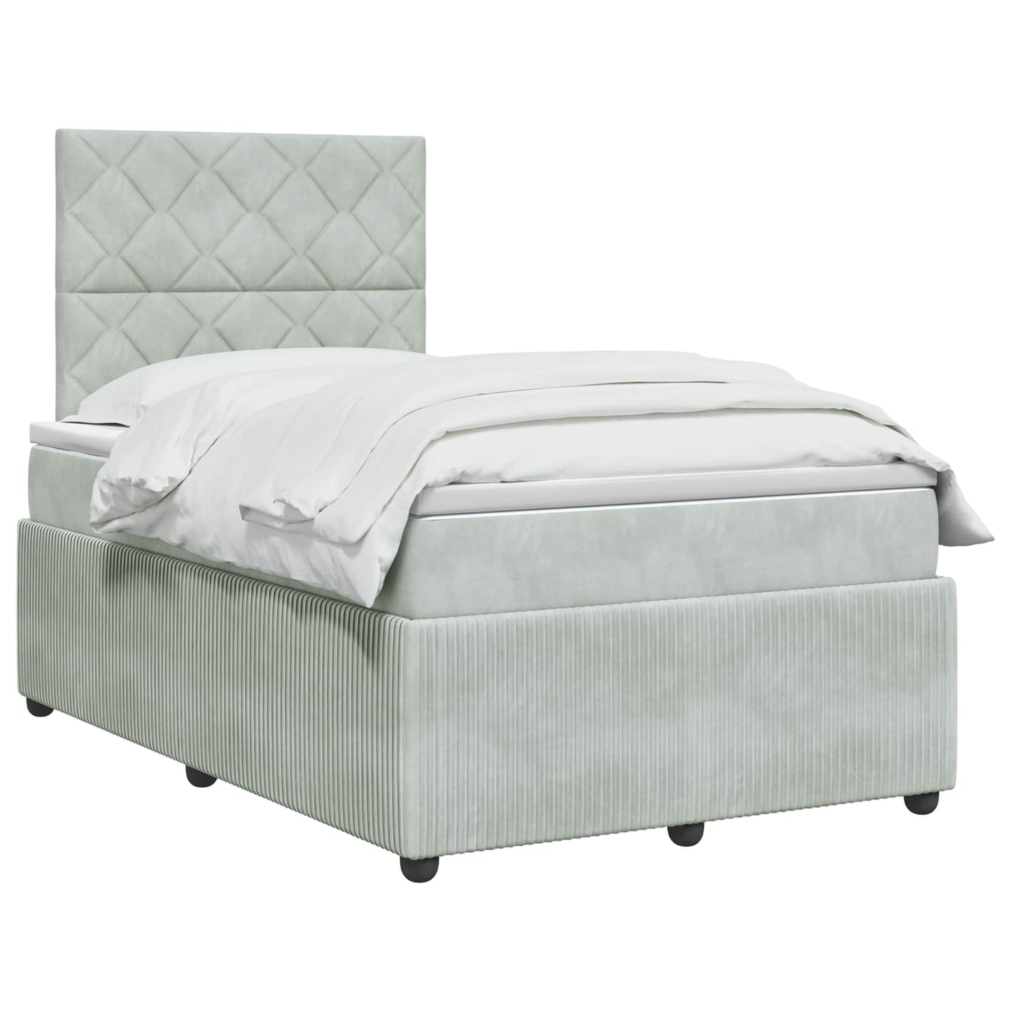 LED Boxspring Ágy Mattal Világosszürke 120 x 200 cm Bársony