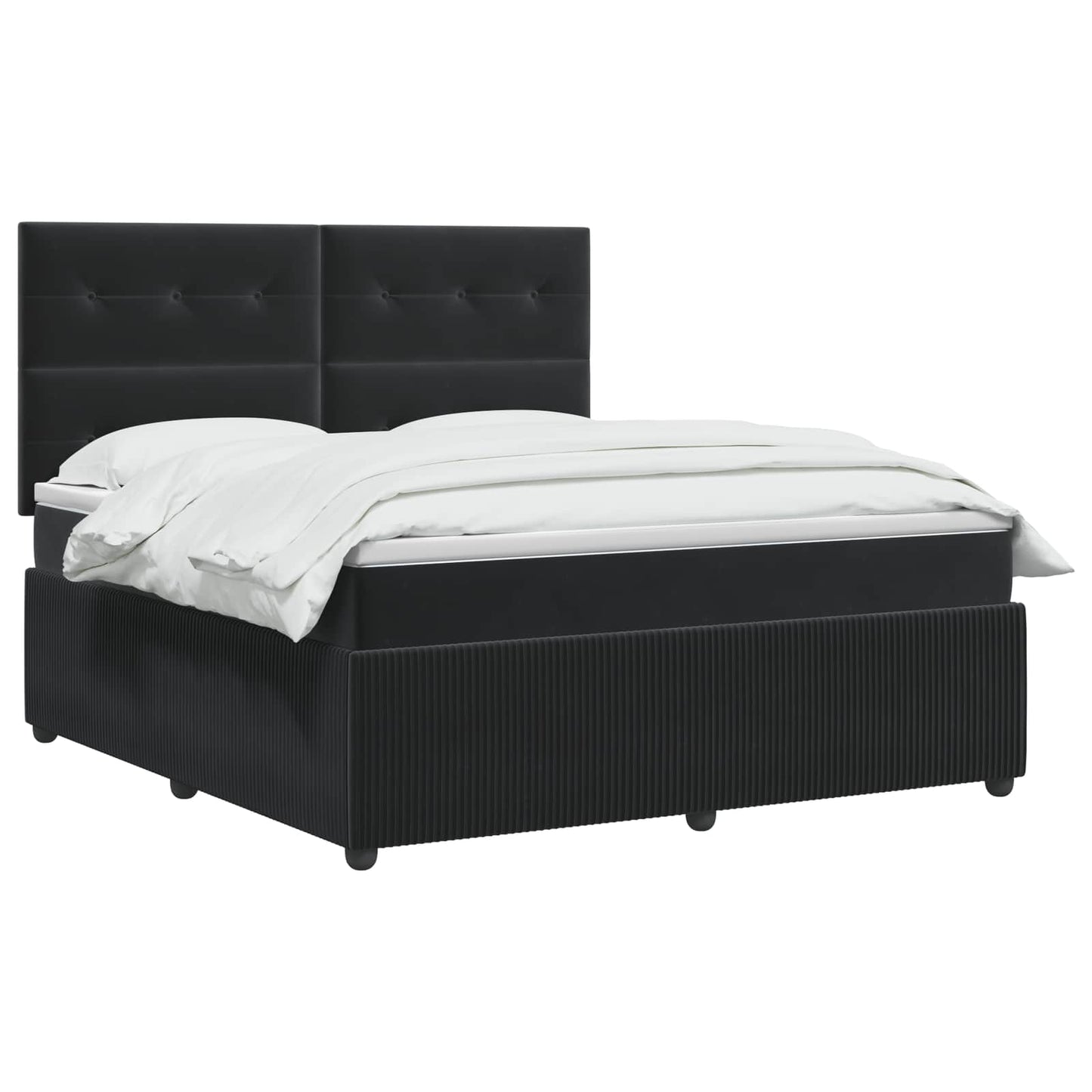 LED Boxspring Ágy Mattal Fekete 140 x 200 cm Bársony