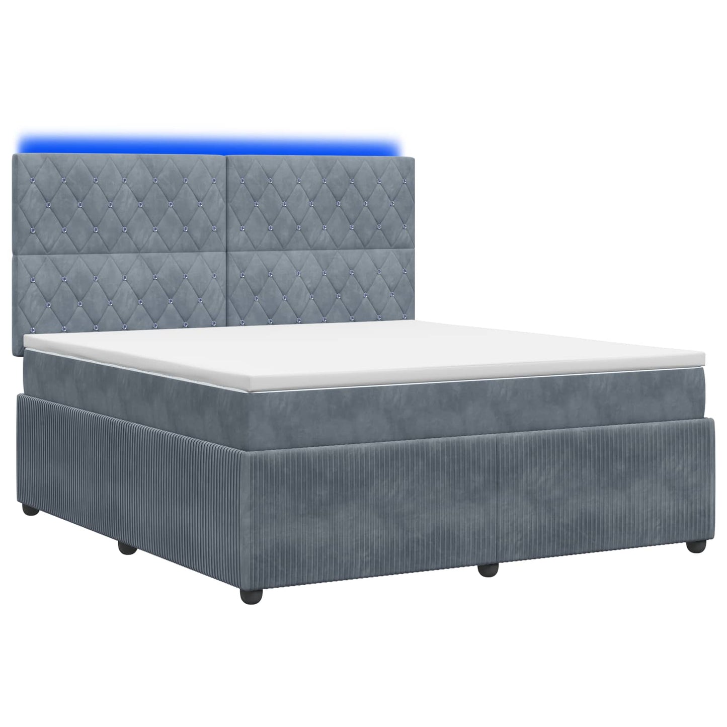 LED Boxspring Ágy Mattal Sötétszürke 160 x 200 cm Bársony