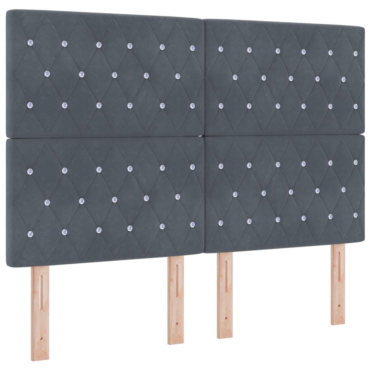 LED Boxspring Ágy Mattal Sötétszürke 160 x 200 cm Bársony