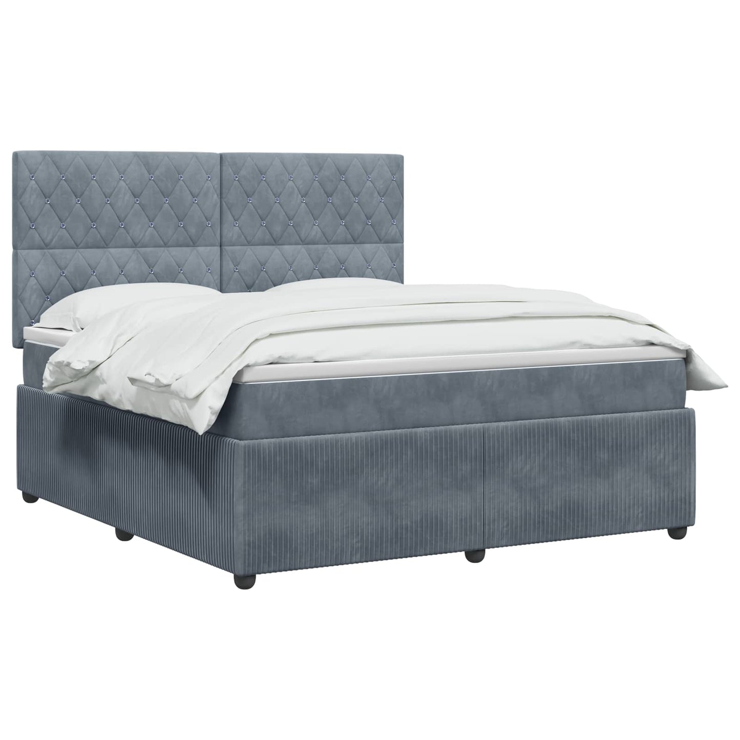 LED Boxspring Ágy Mattal Sötétszürke 160 x 200 cm Bársony