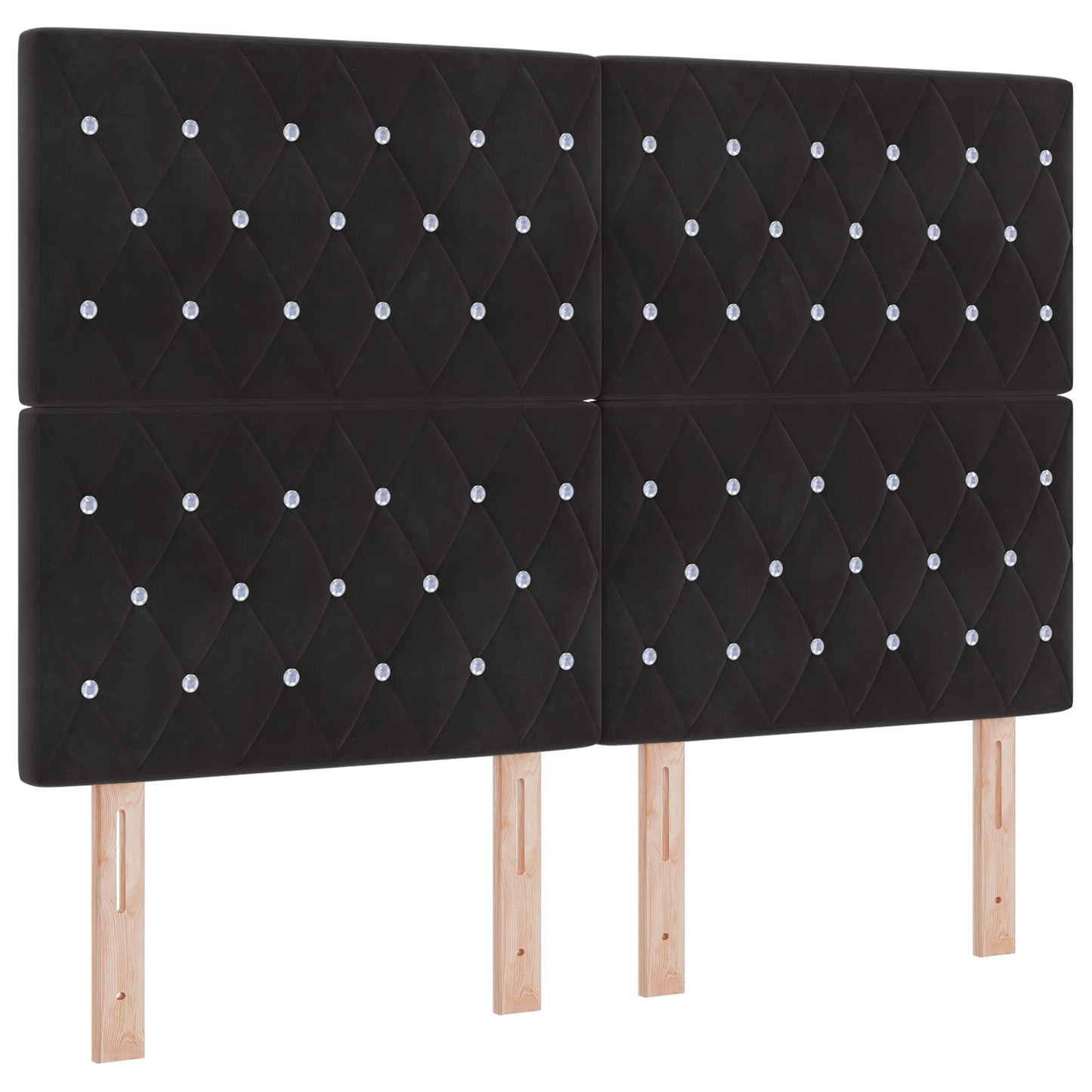 LED Boxspring Ágy Mattal Fekete 160 x 200 cm Bársony