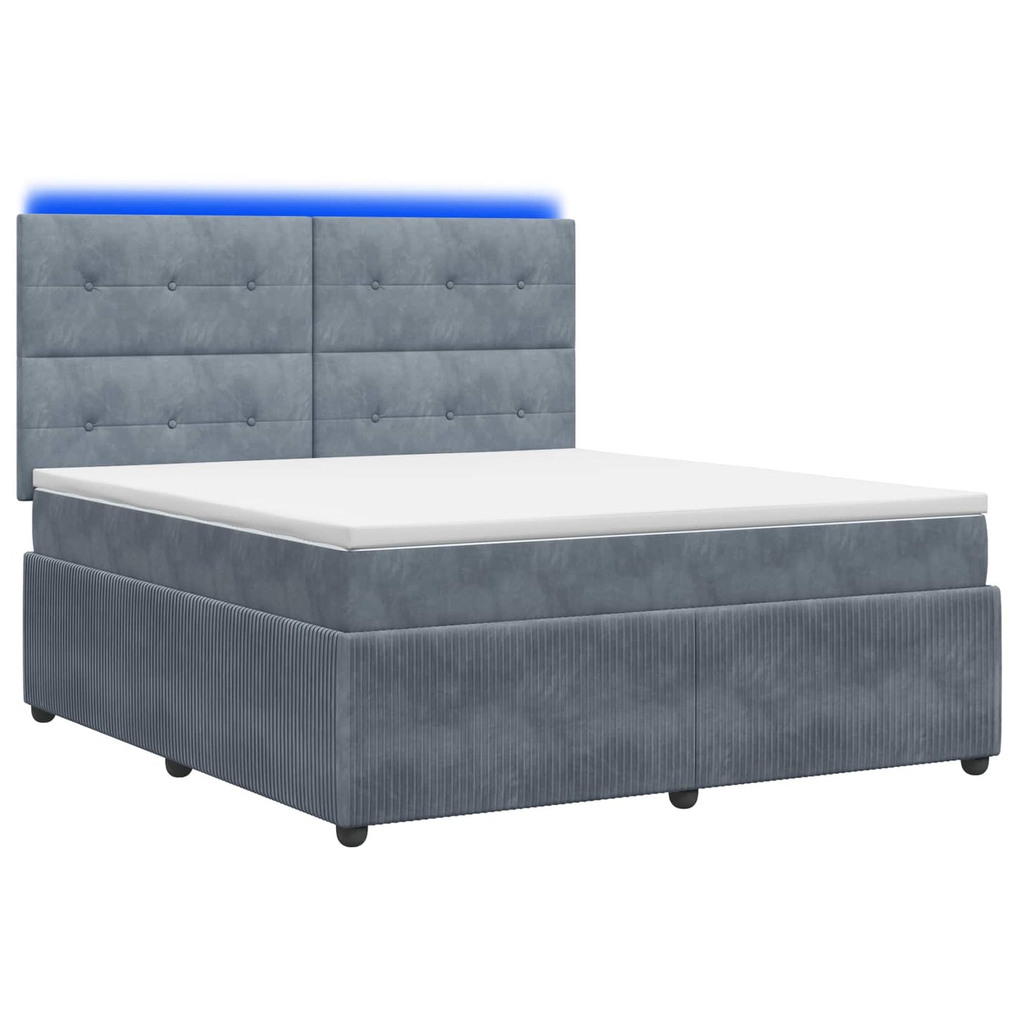 LED Boxspring Ágy Mattal Sötétszürke 160 x 200 cm Bársony