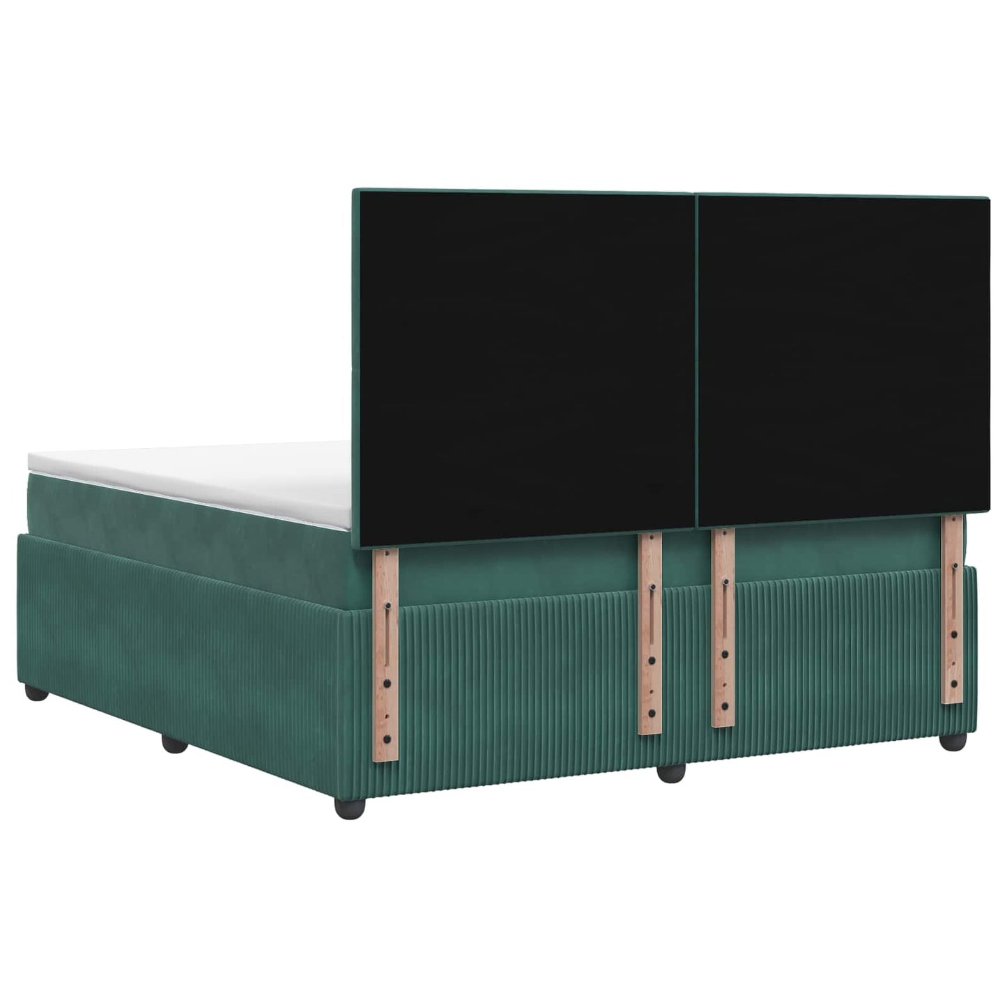 LED Boxspring Ágy Mattal Sötétzöld 160 x 200 cm Bársony