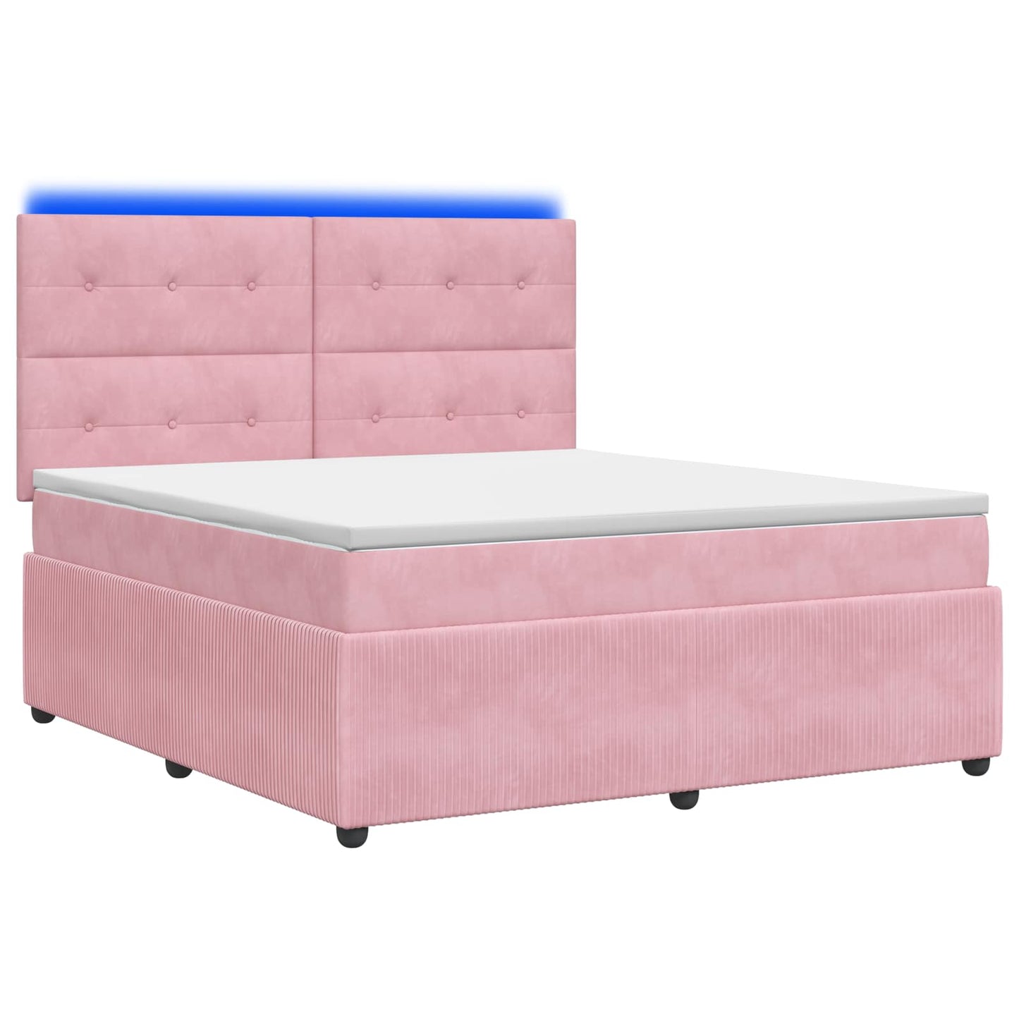 LED Boxspring Ágy Mattal Rózsaszín 160 x 200 cm Bársony