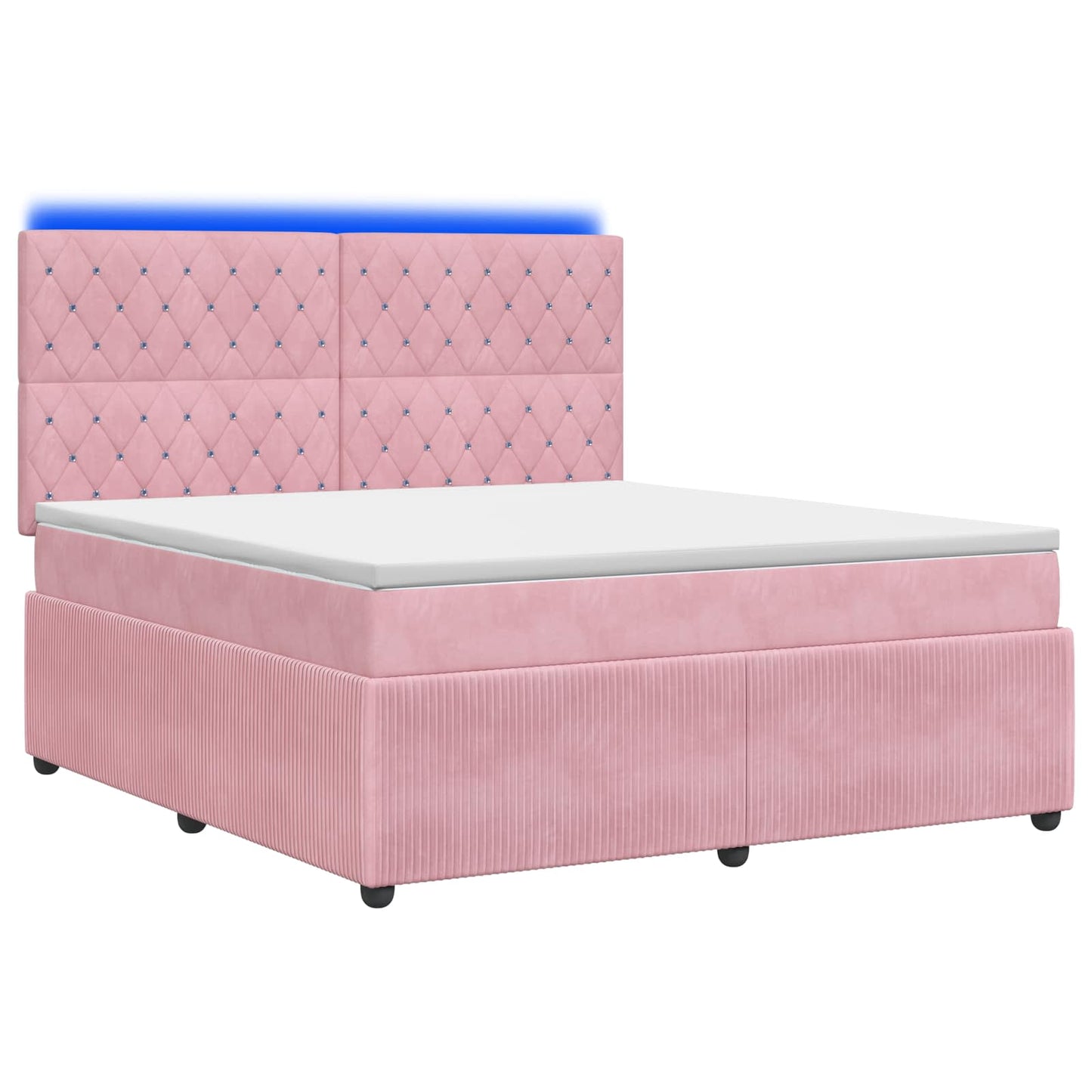 LED Boxspring Ágy Mattal Rózsaszín 180 x 200 cm Bársony