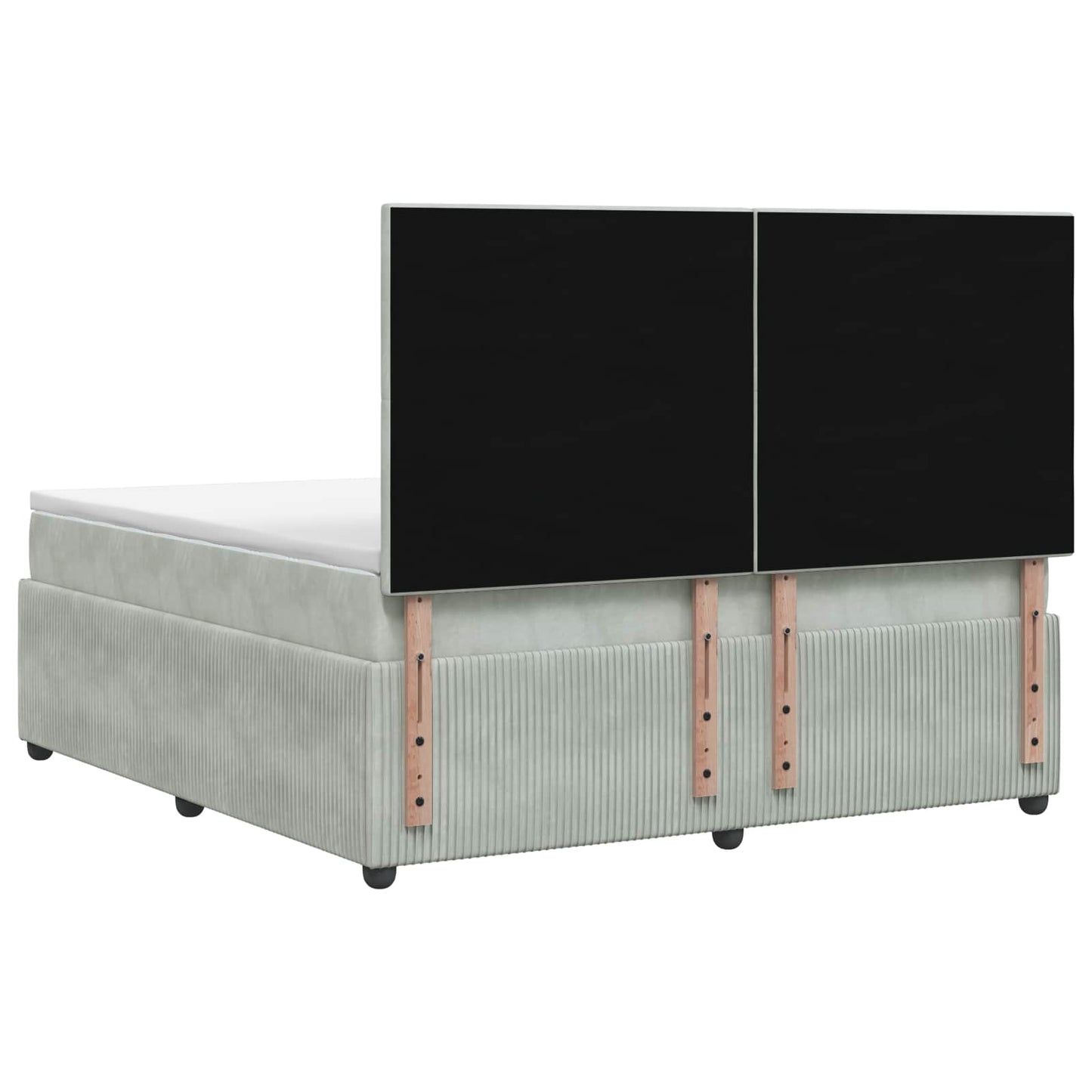 LED Boxspring Ágy Mattal Világosszürke 180 x 200 cm Bársony