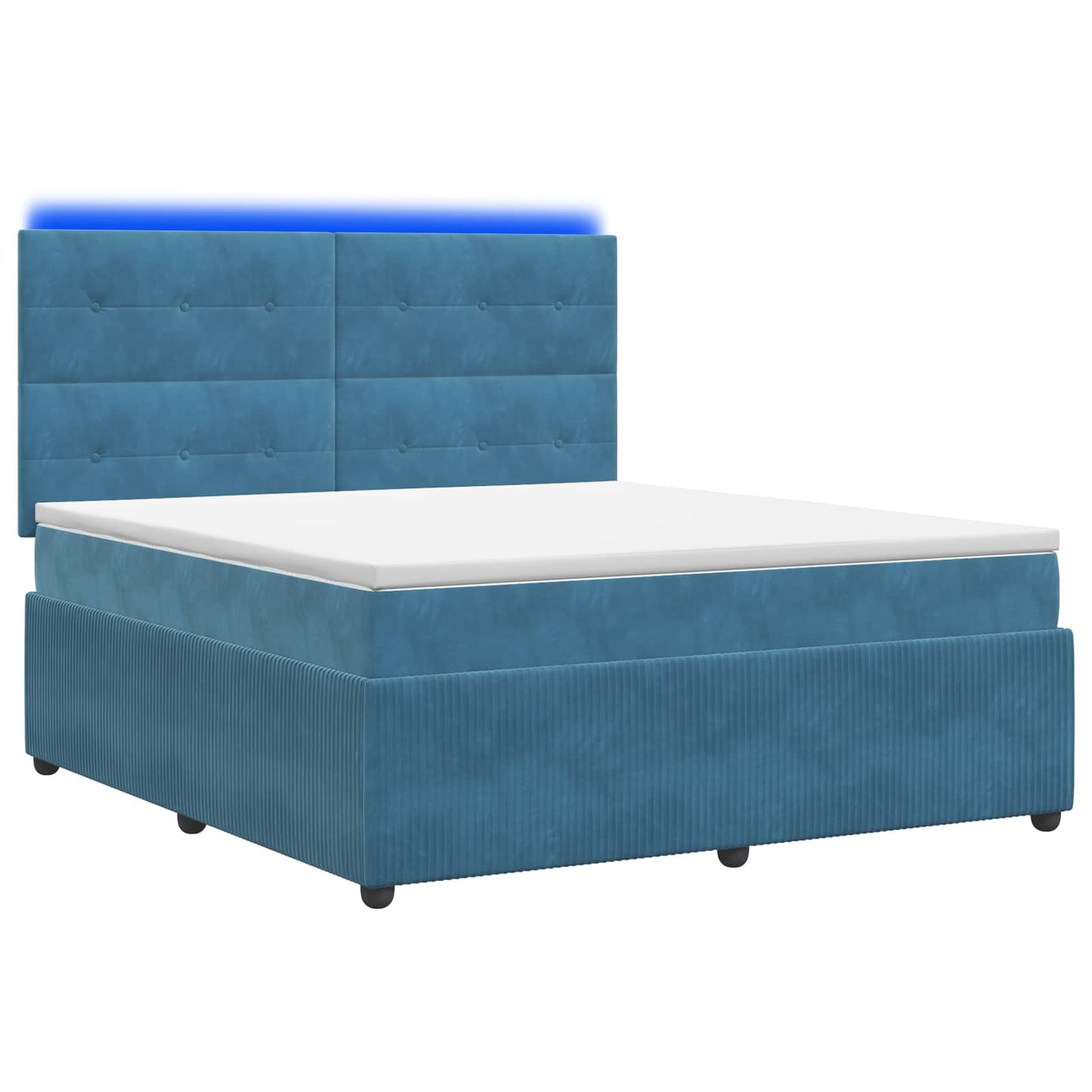 LED Boxspring Ágy Mattal fejtámlával Kék 180 x 200 cm Bársony