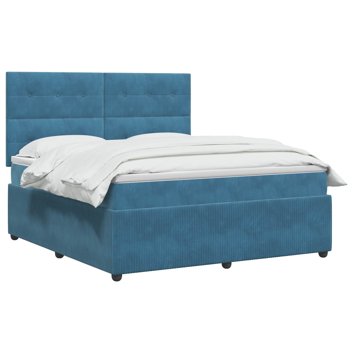 LED Boxspring Ágy Mattal fejtámlával Kék 180 x 200 cm Bársony
