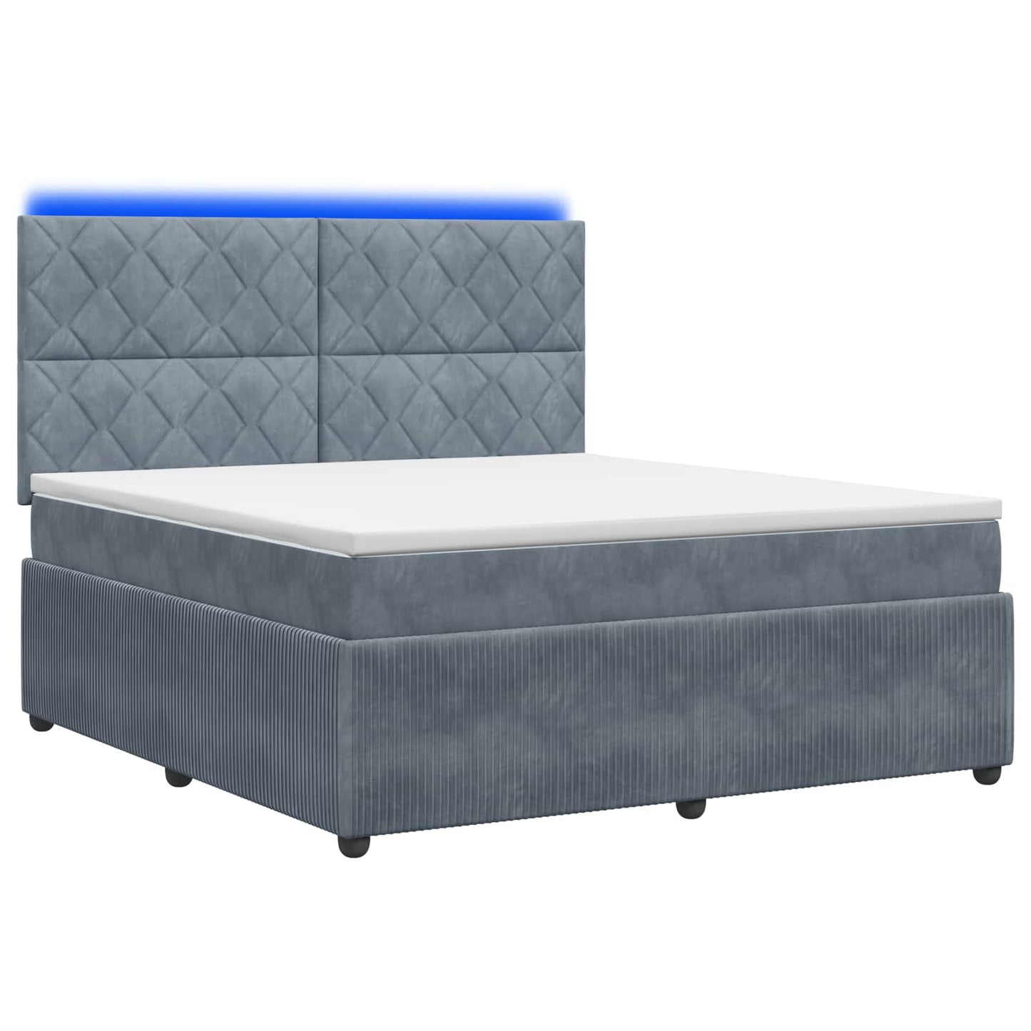LED Boxspring Ágy Mattal Sötétszürke 180 x 200 cm Bársony