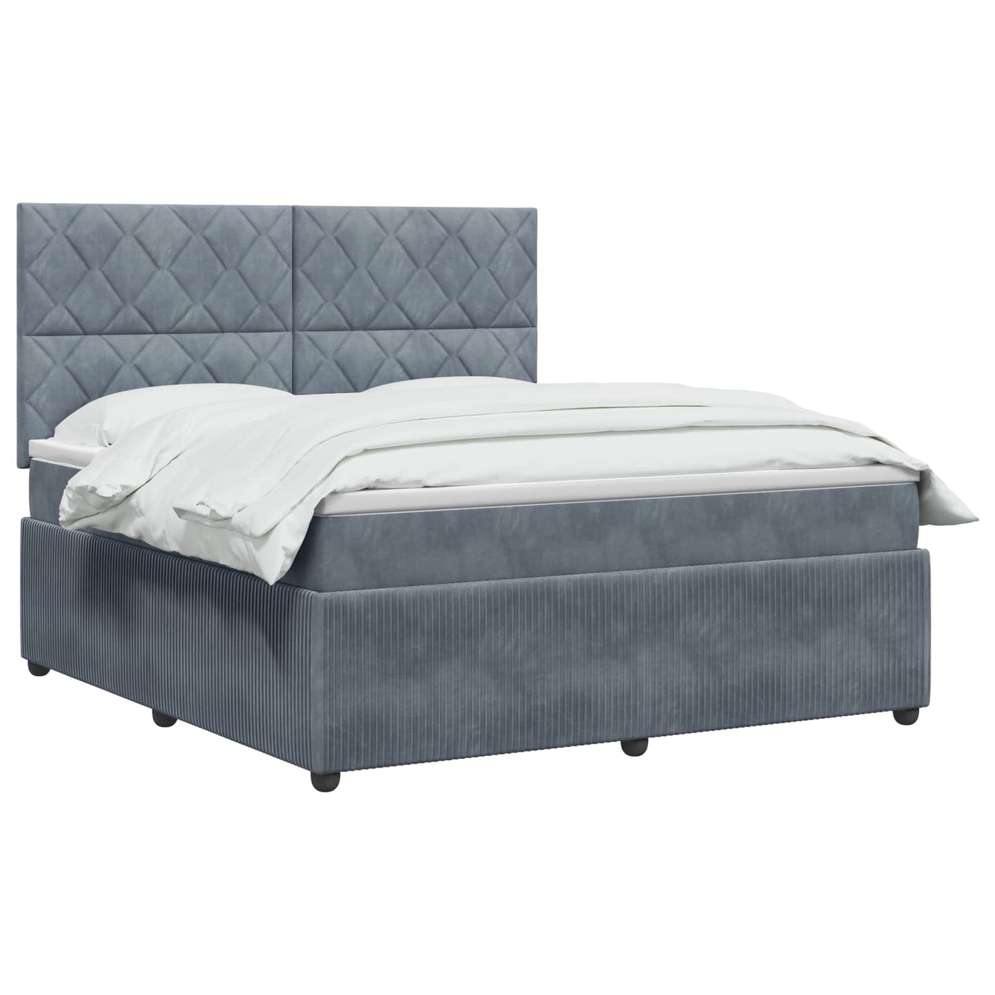 LED Boxspring Ágy Mattal Sötétszürke 180 x 200 cm Bársony