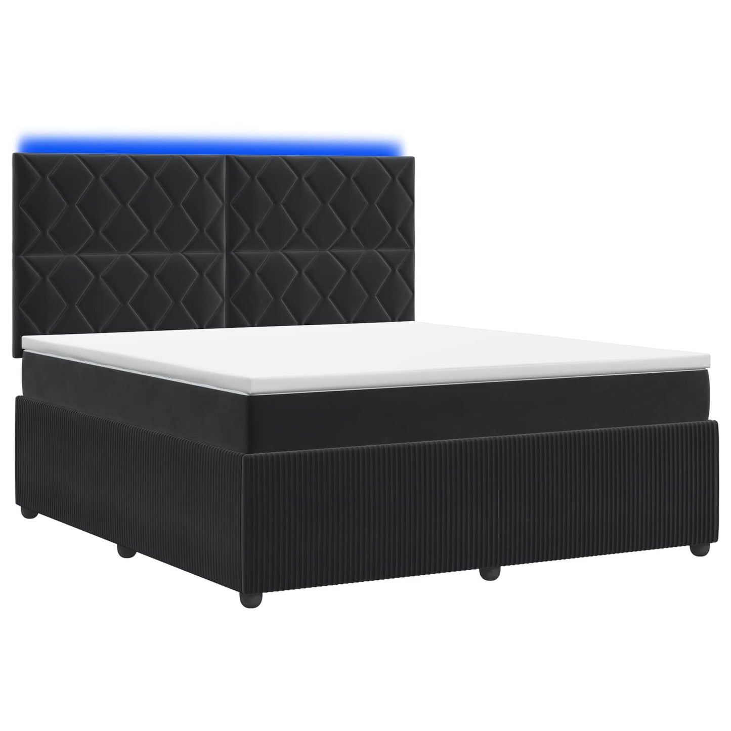 LED Boxspring Ágy Mattal Fekete 180 x 200 cm Bársony