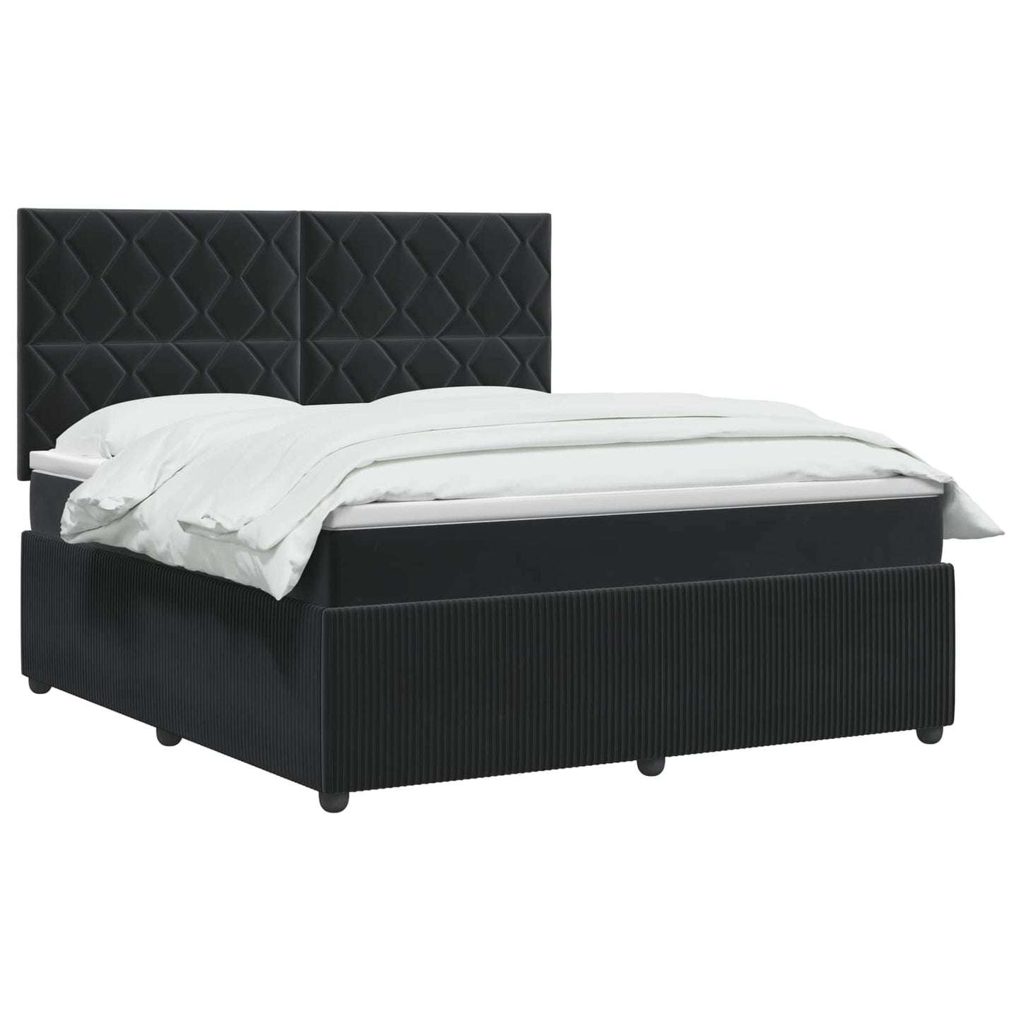 LED Boxspring Ágy Mattal Fekete 180 x 200 cm Bársony