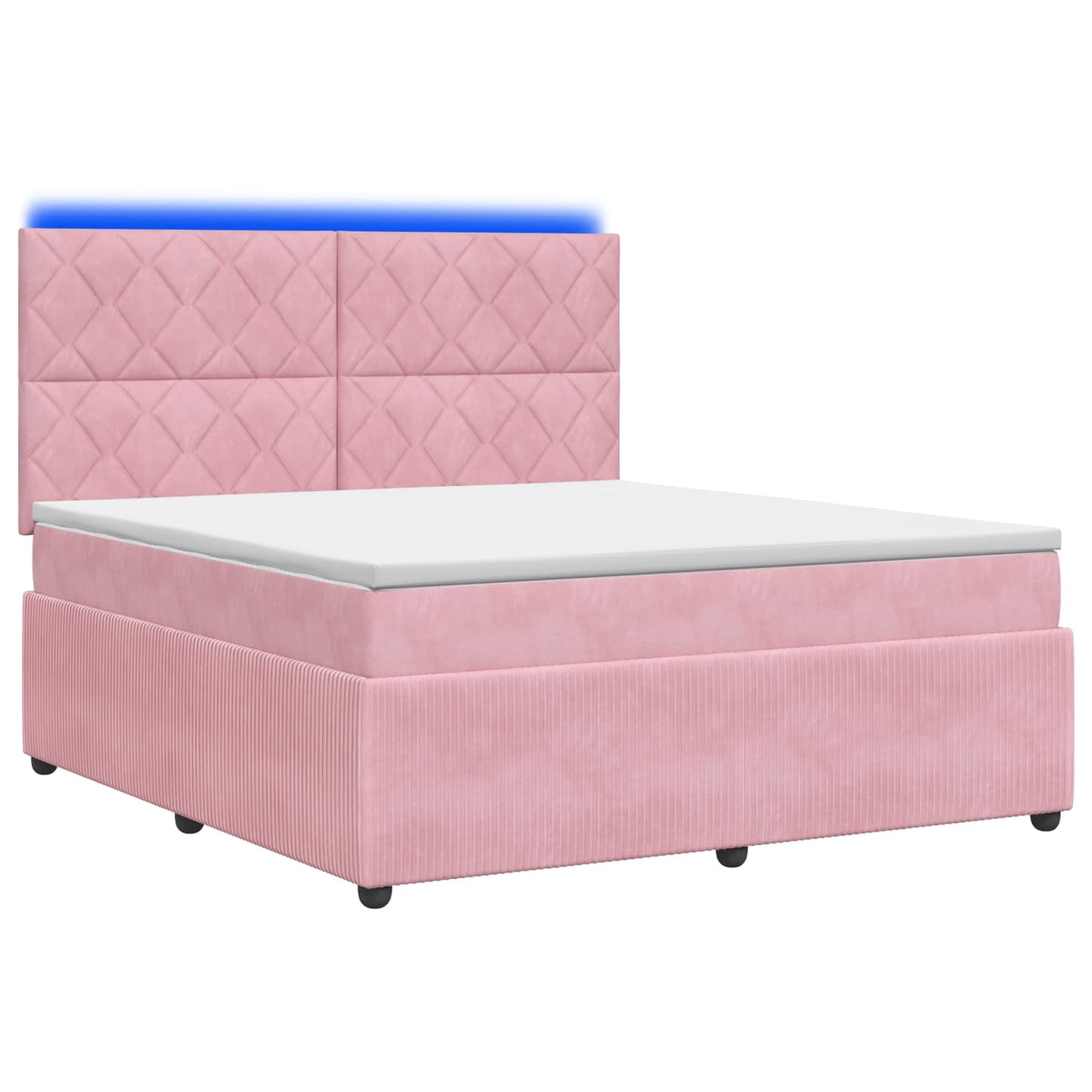 LED Boxspring Ágy Mattal Rózsaszín 180 x 200 cm Bársony