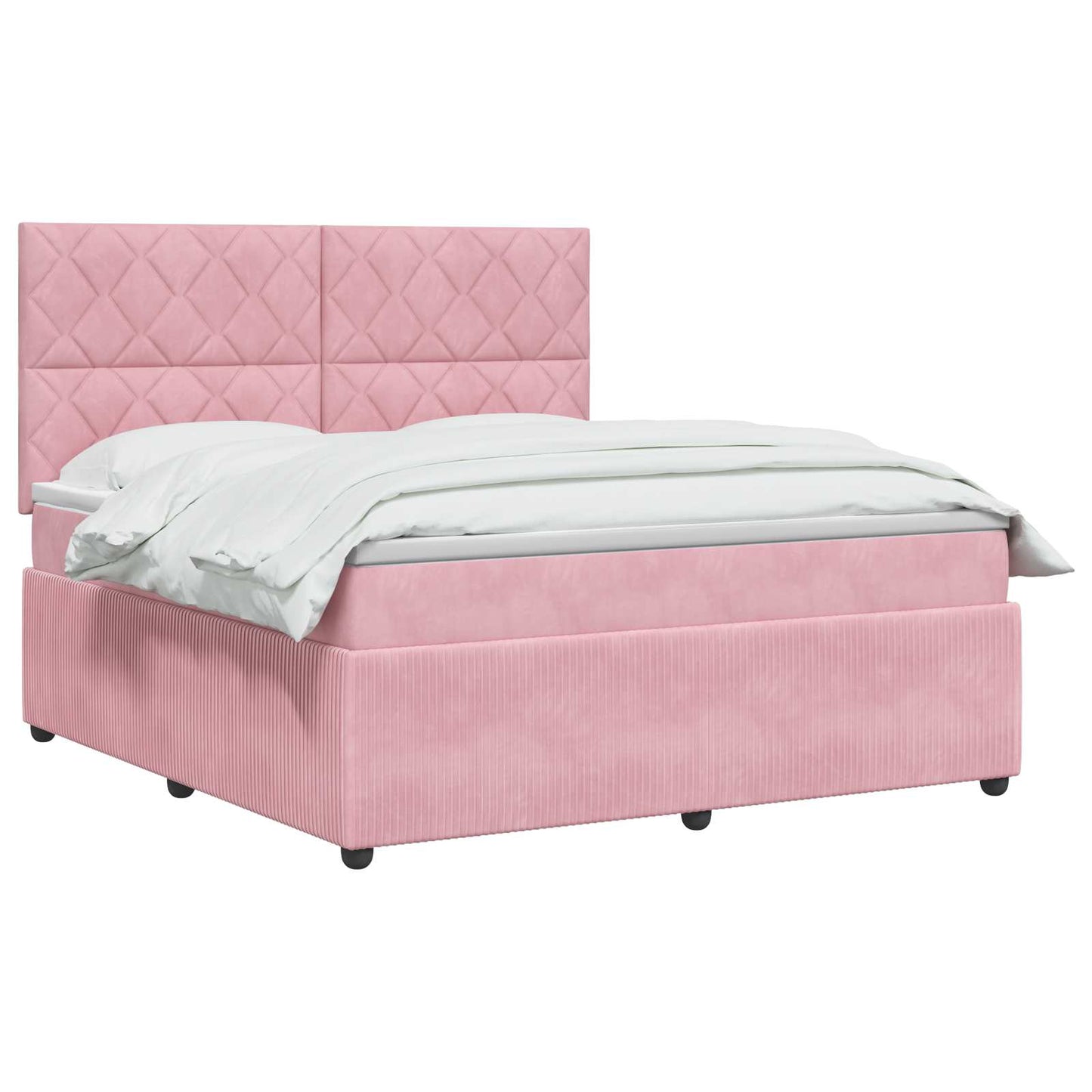 LED Boxspring Ágy Mattal Rózsaszín 180 x 200 cm Bársony