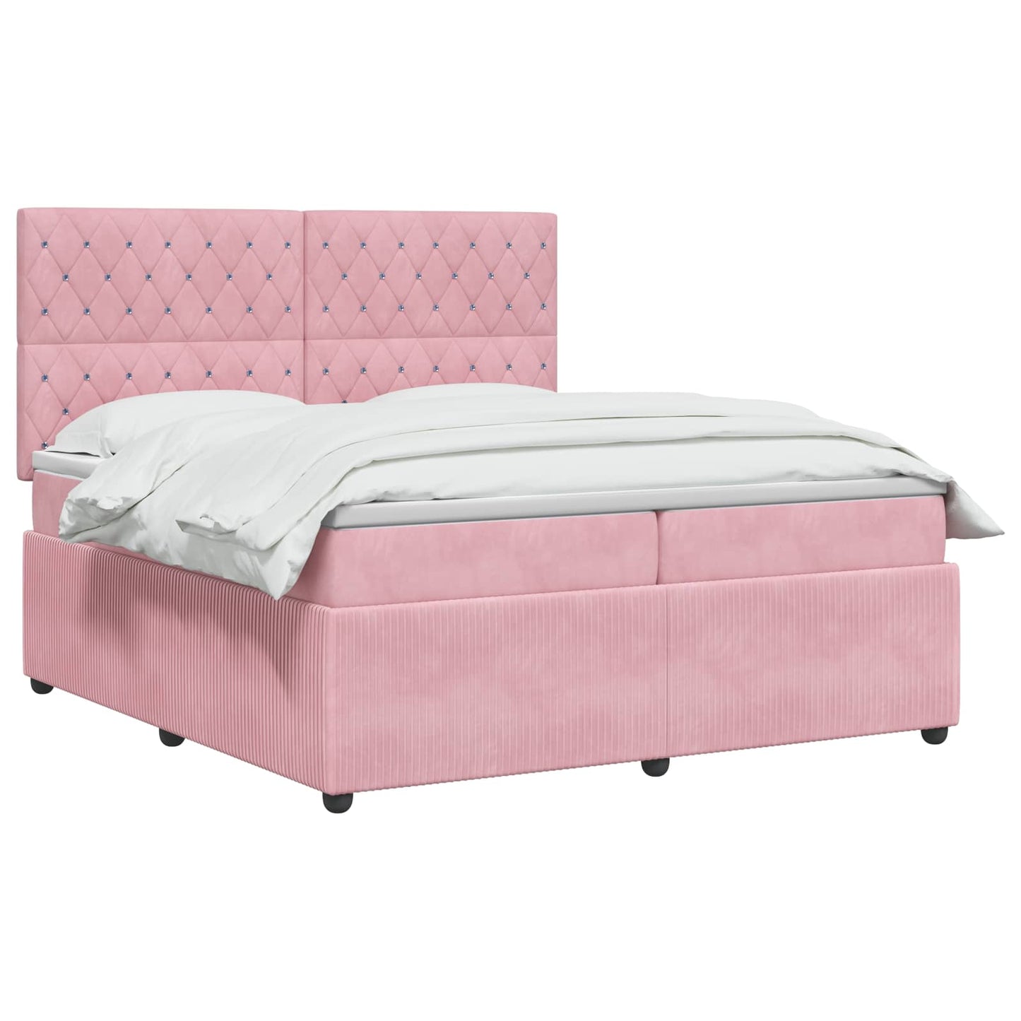 LED Boxspring Ágy Mattal Rózsaszín 200 x 200 cm Bársony