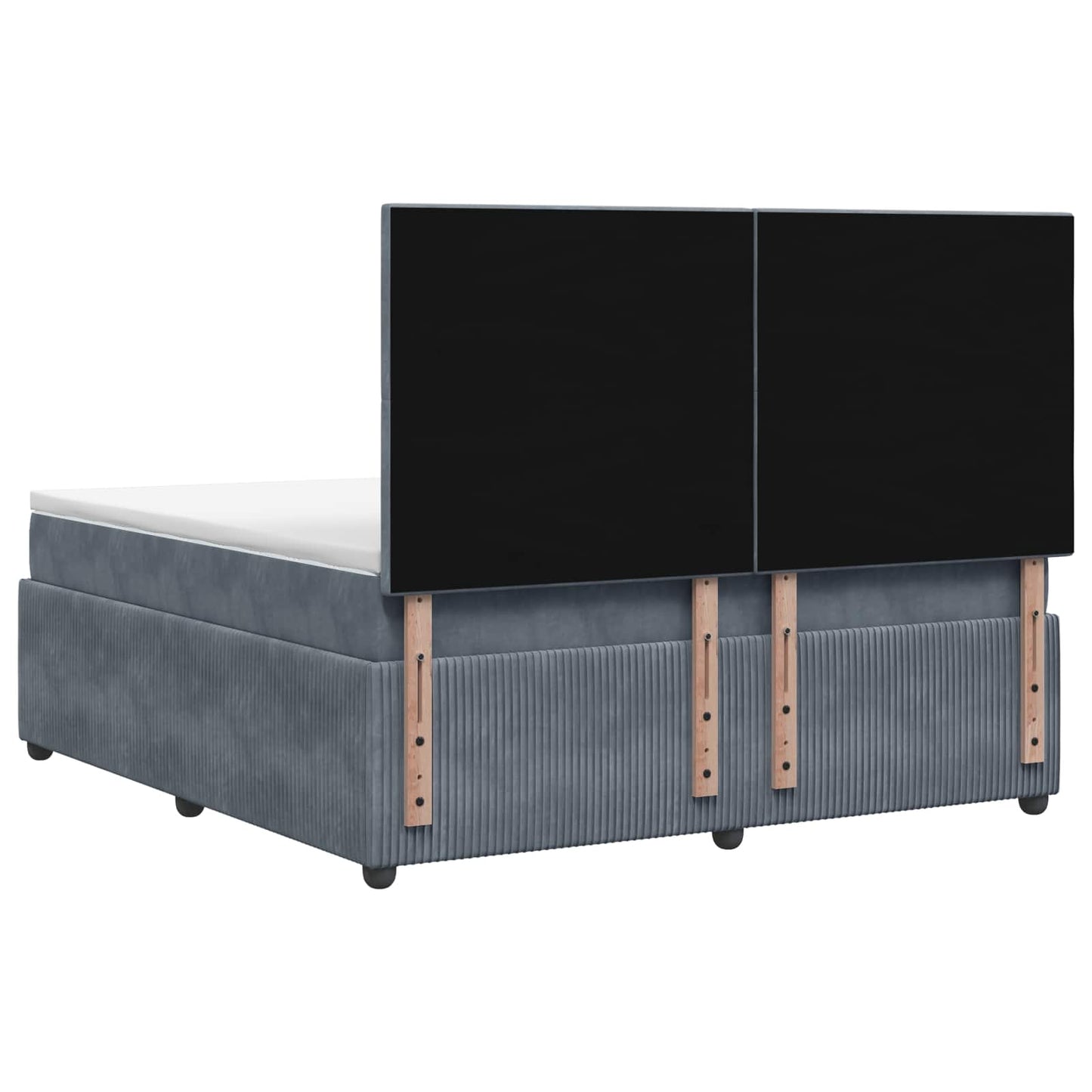 LED Boxspring Ágy Mattal Sötétszürke 200 x 200 cm Bársony