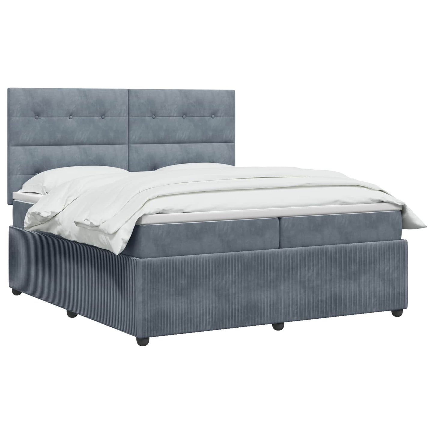 LED Boxspring Ágy Mattal Sötétszürke 200 x 200 cm Bársony