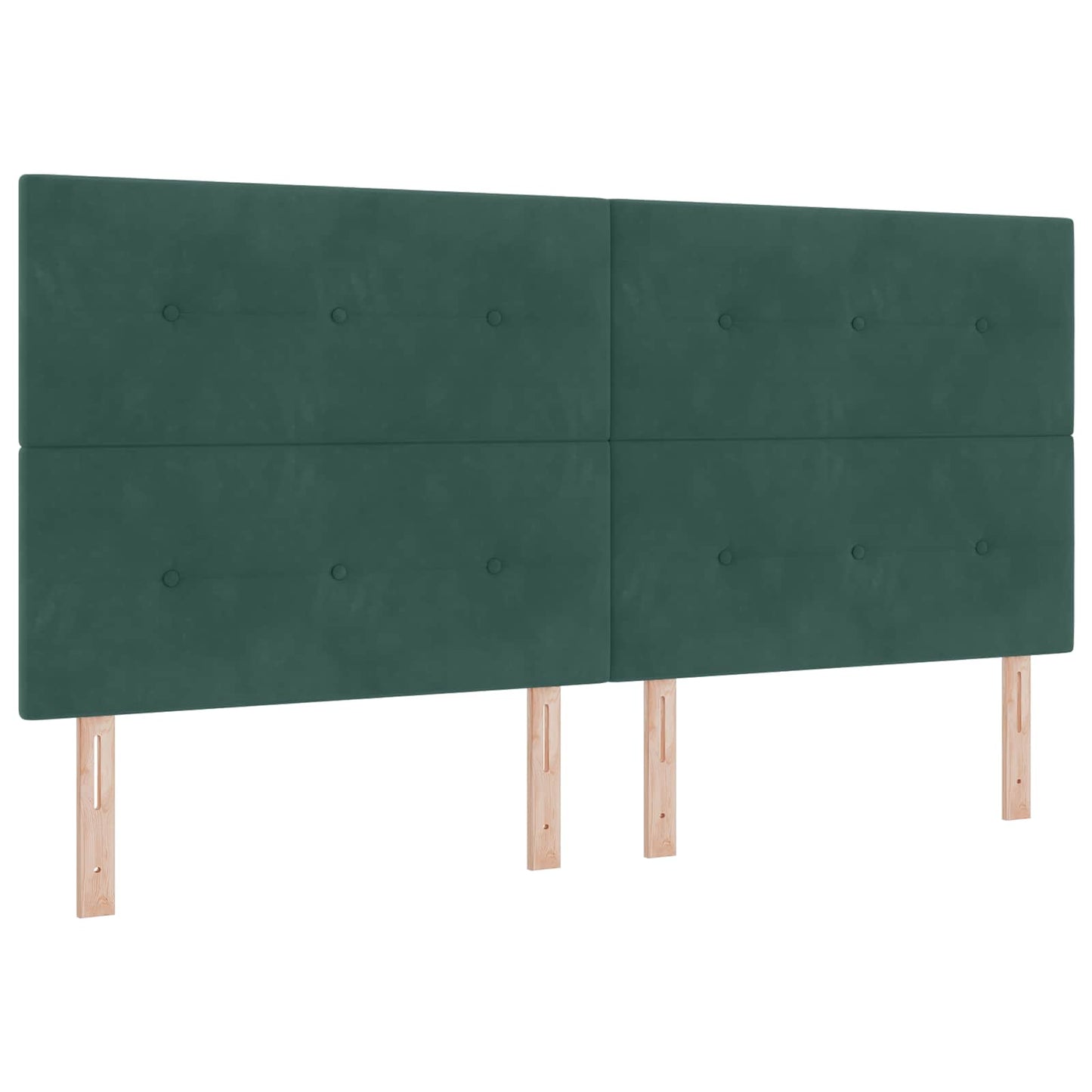 LED Boxspring Ágy Mattal Sötétzöld 200 x 200 cm Bársony