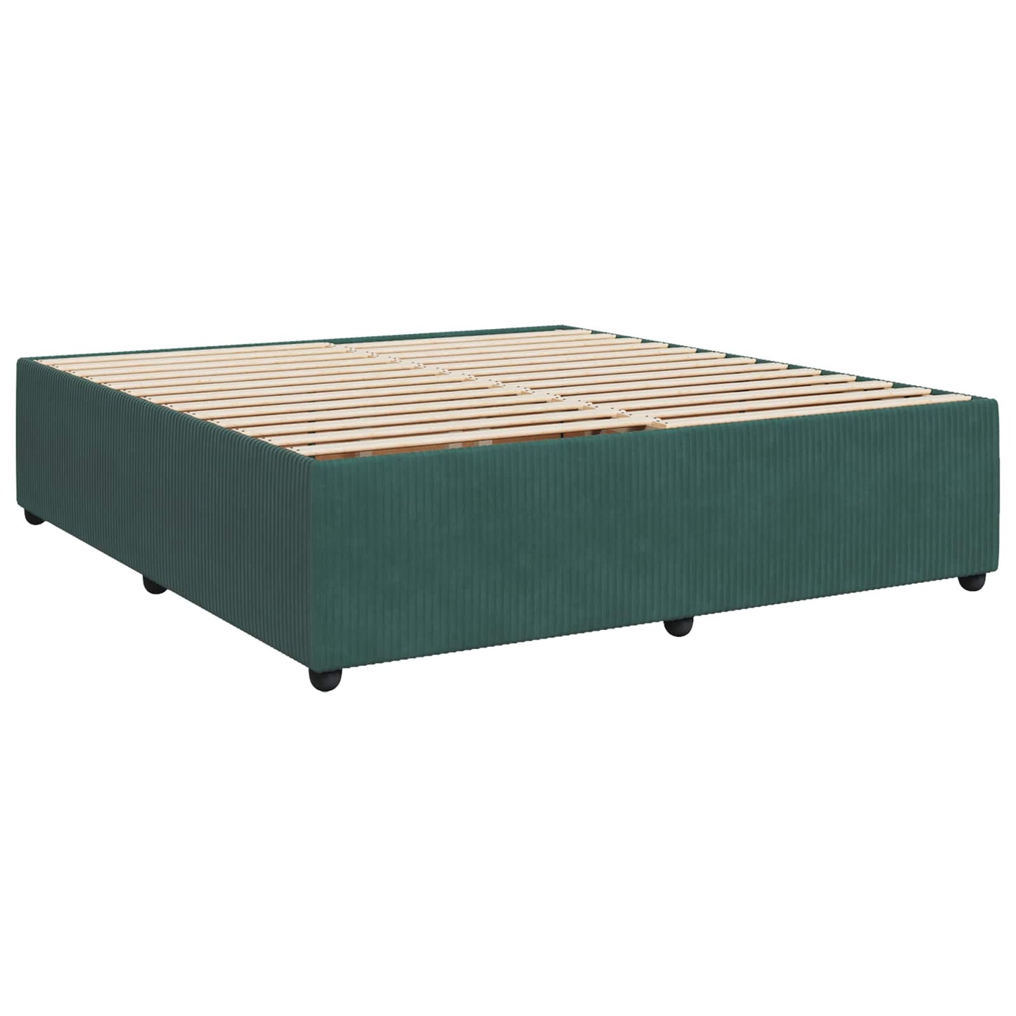 LED Boxspring Ágy Mattal Sötétzöld 200 x 200 cm Bársony