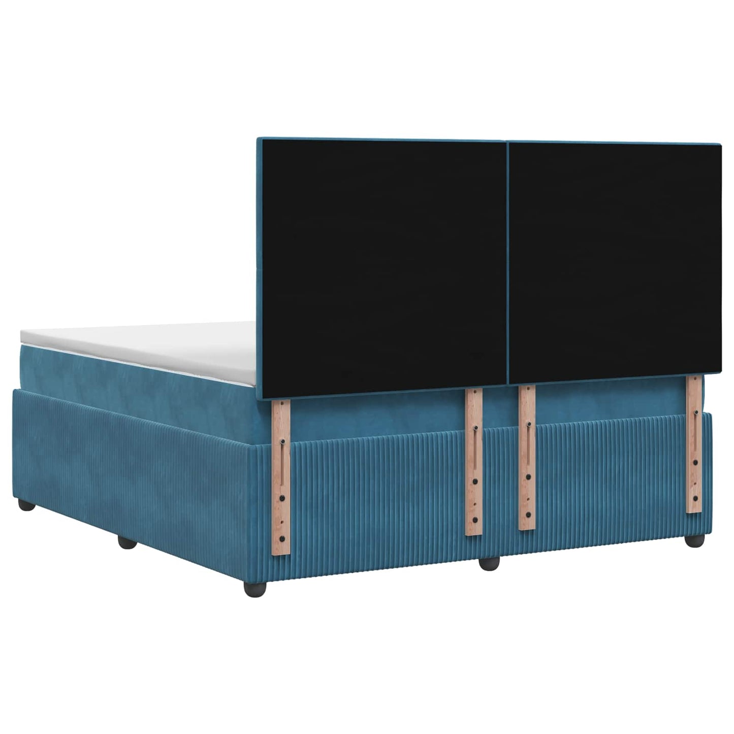 LED Boxspring Ágy Mattal fejtámlával Kék 200 x 200 cm Bársony