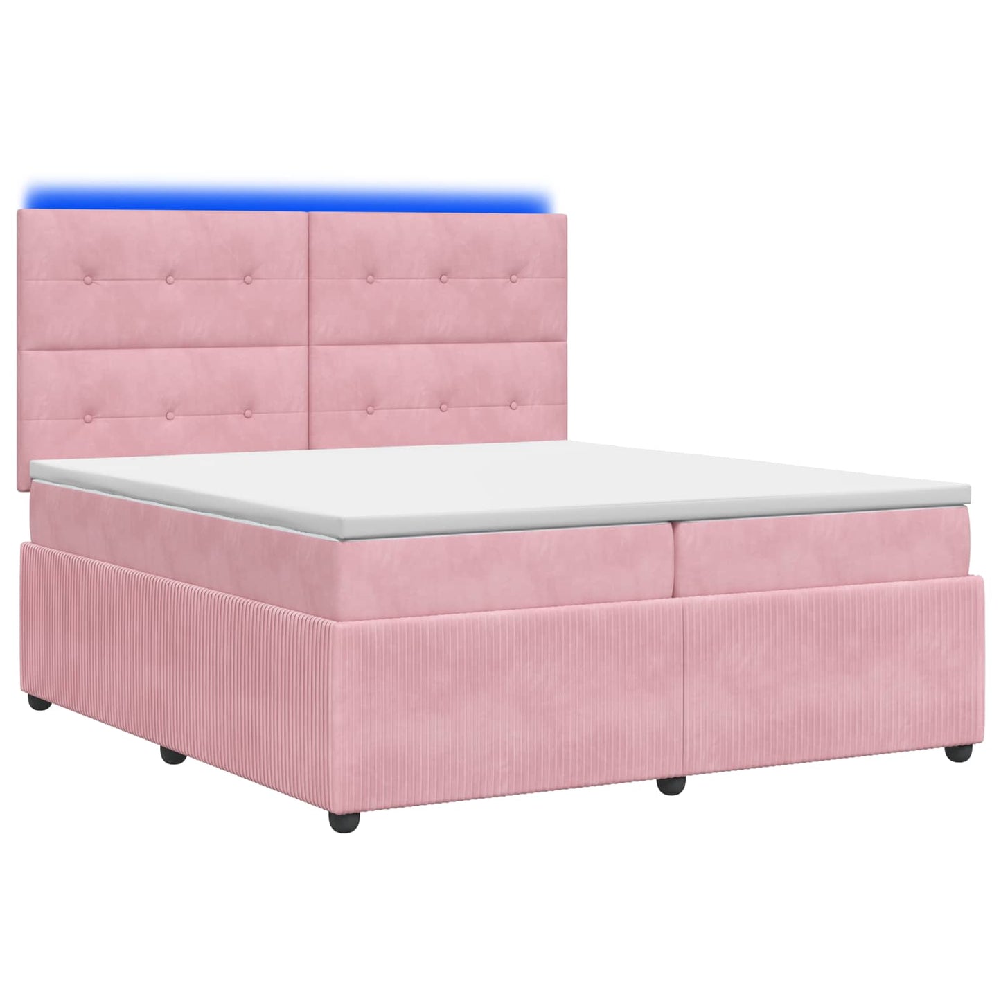LED Boxspring Ágy Mattal Rózsaszín 200 x 200 cm Bársony