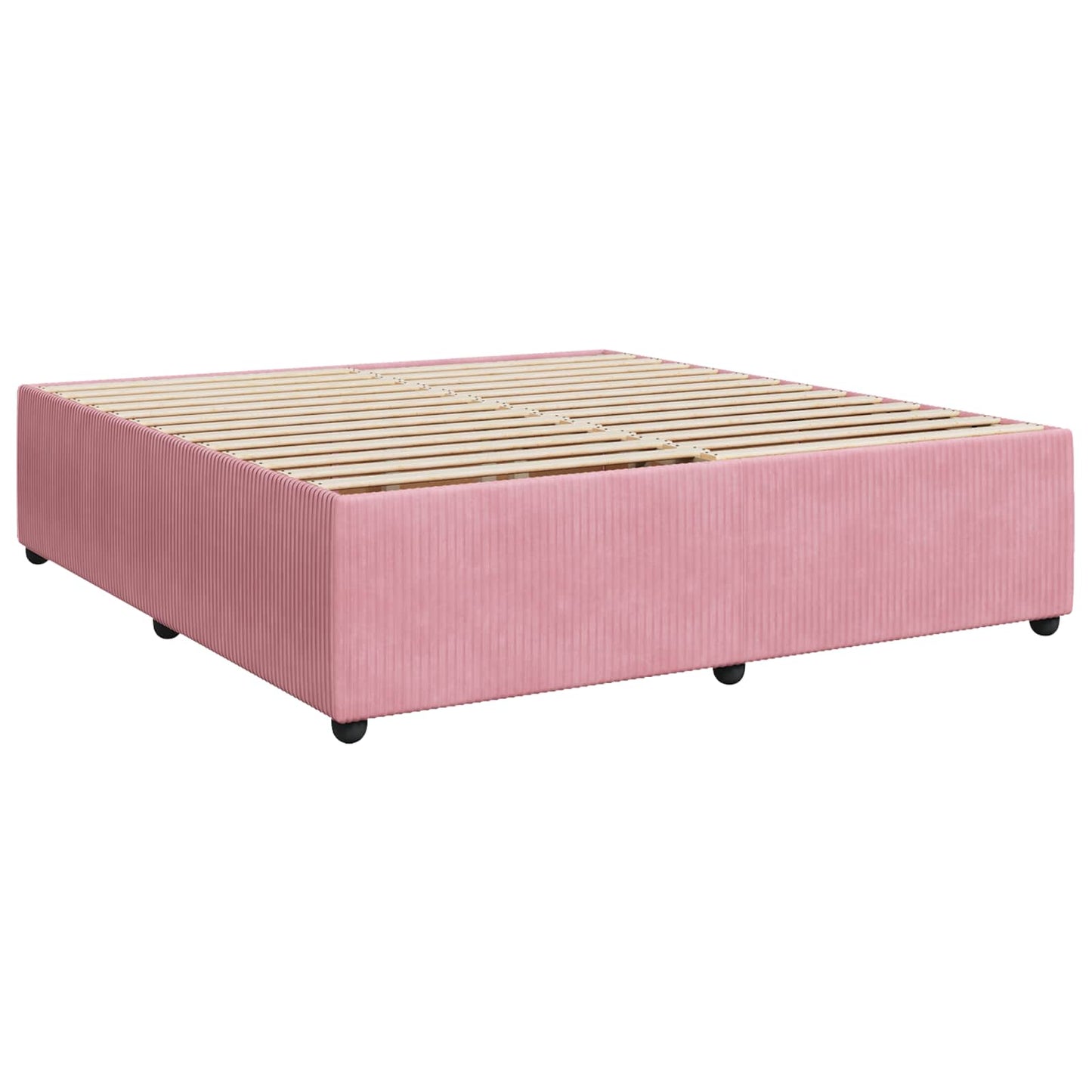 LED Boxspring Ágy Mattal Rózsaszín 200 x 200 cm Bársony