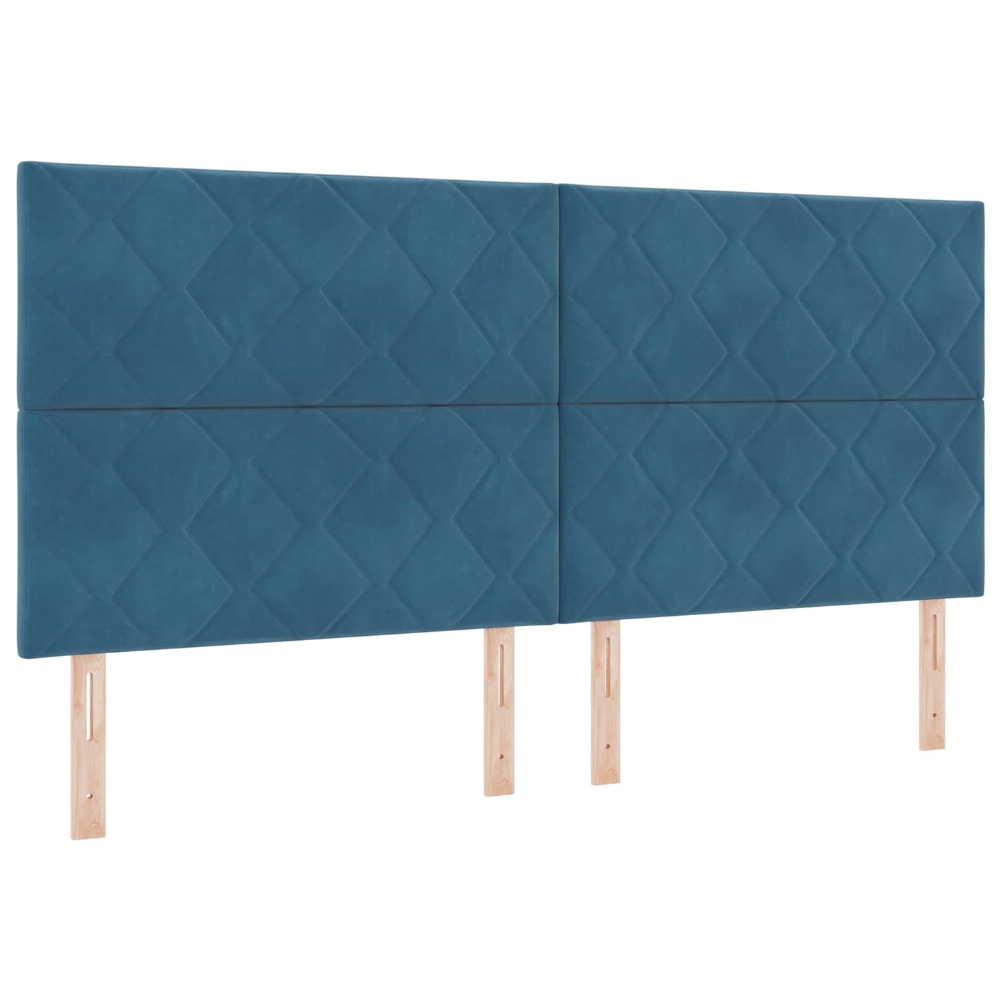 LED Boxspring Ágy Mattal fejtámlával Kék 200 x 200 cm Bársony