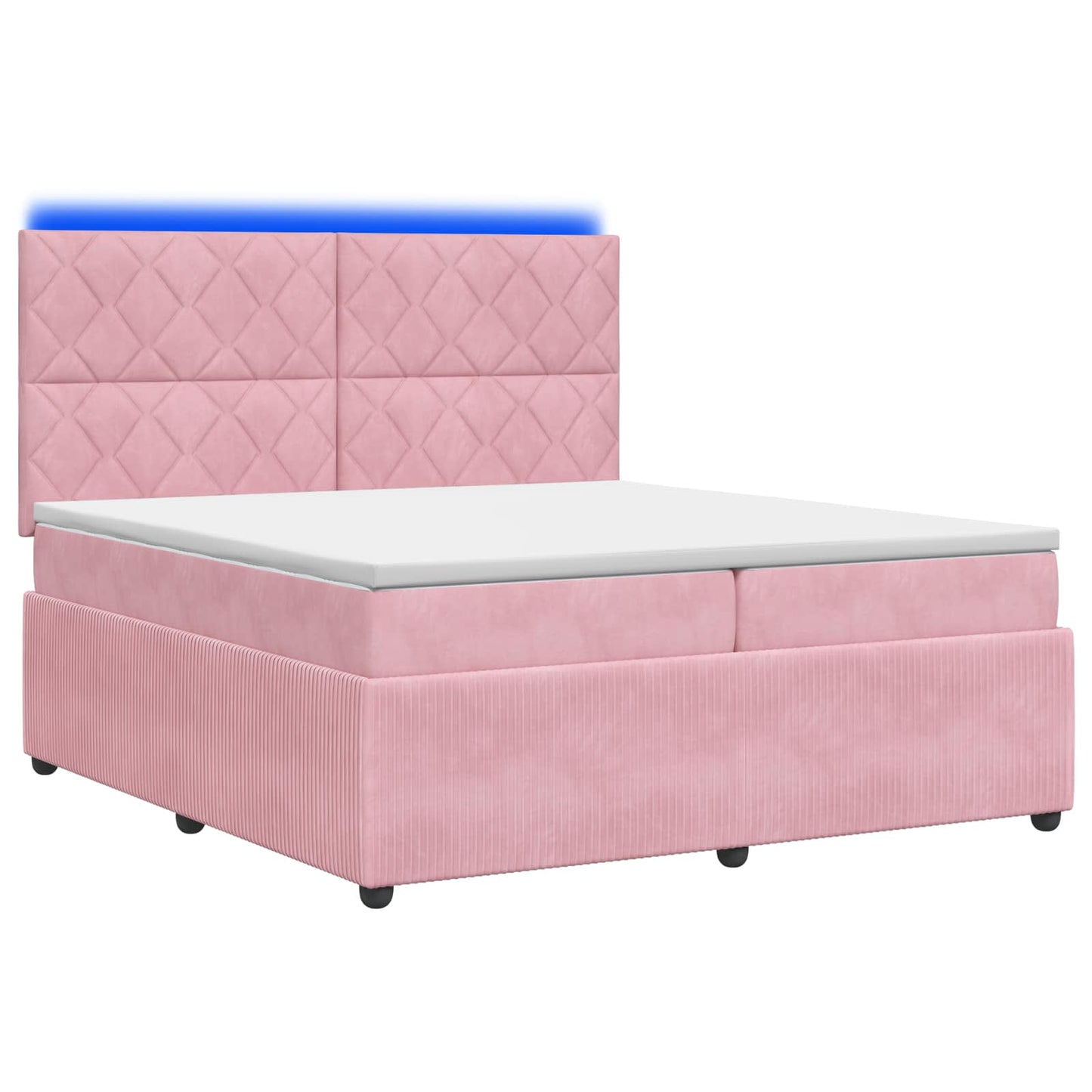 LED Boxspring Ágy Mattal Rózsaszín 200 x 200 cm Bársony