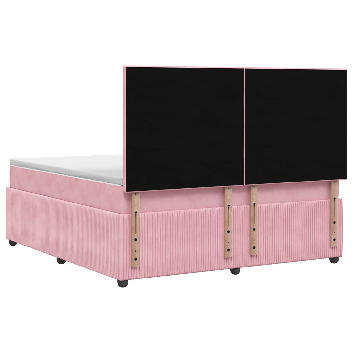 LED Boxspring Ágy Mattal Rózsaszín 200 x 200 cm Bársony