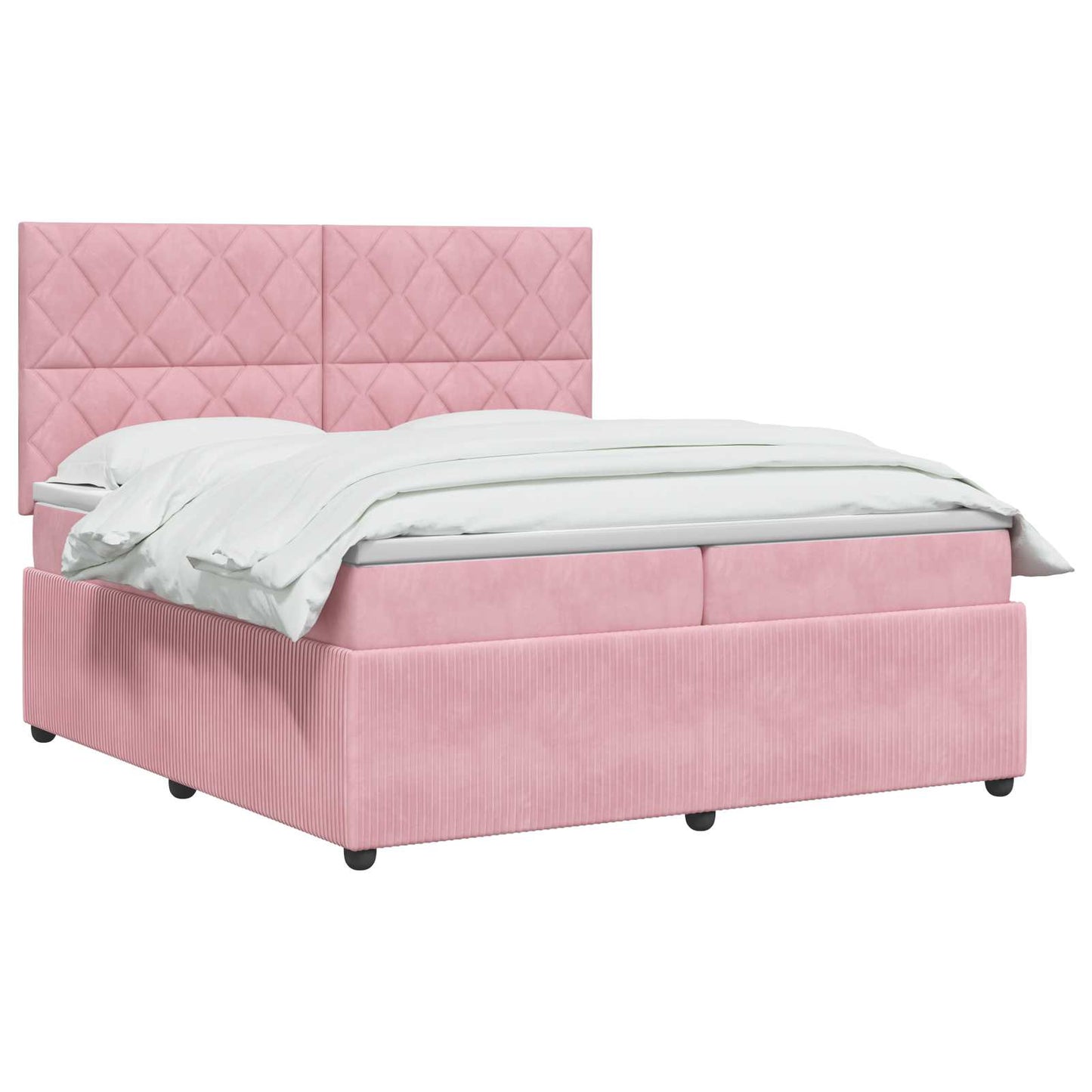 LED Boxspring Ágy Mattal Rózsaszín 200 x 200 cm Bársony