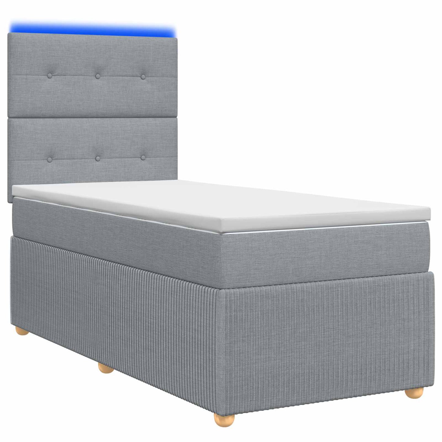 LED Boxspring Ágy Mattal Világosszürke 90 x 190 cm Szövet