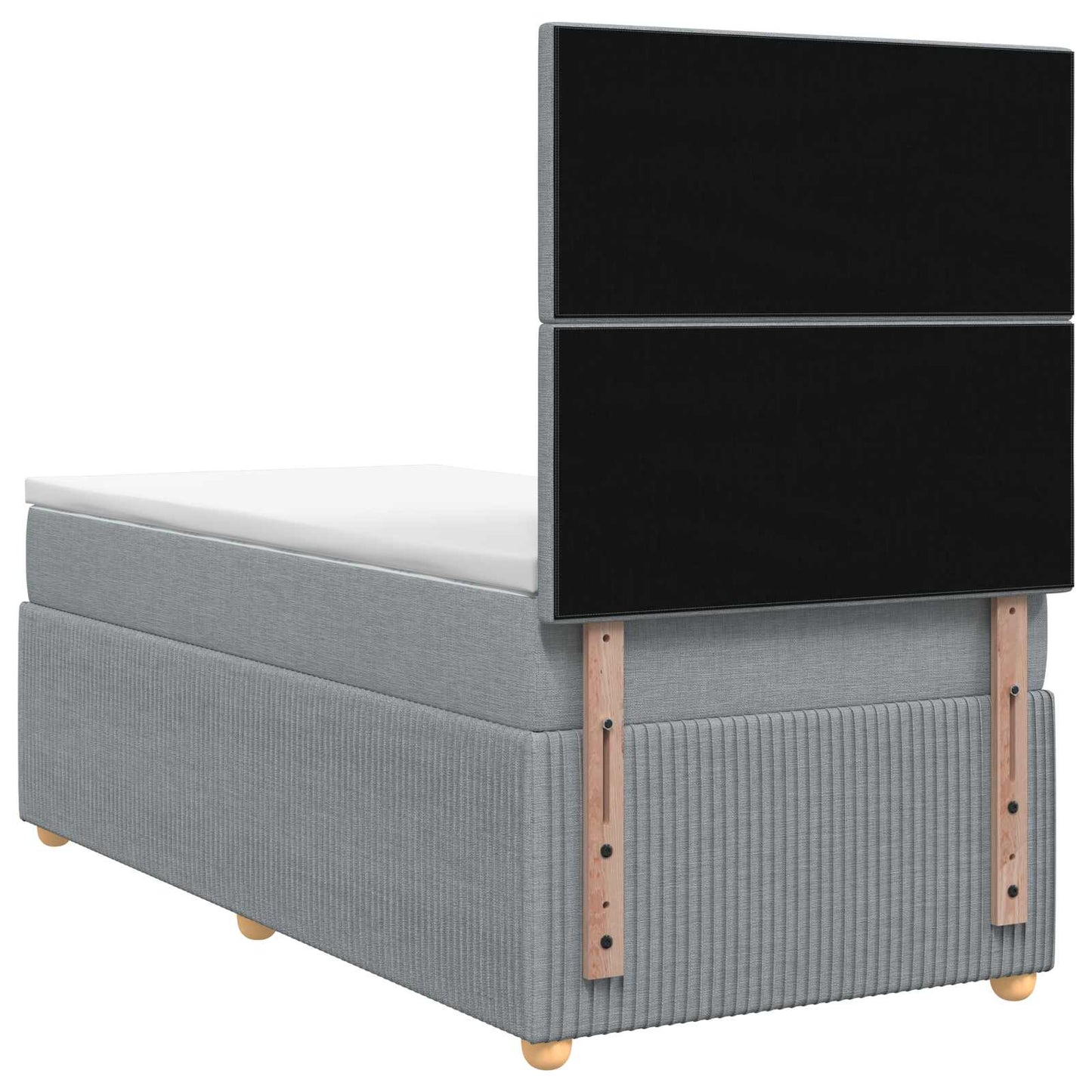 LED Boxspring Ágy Mattal Világosszürke 90 x 190 cm Szövet