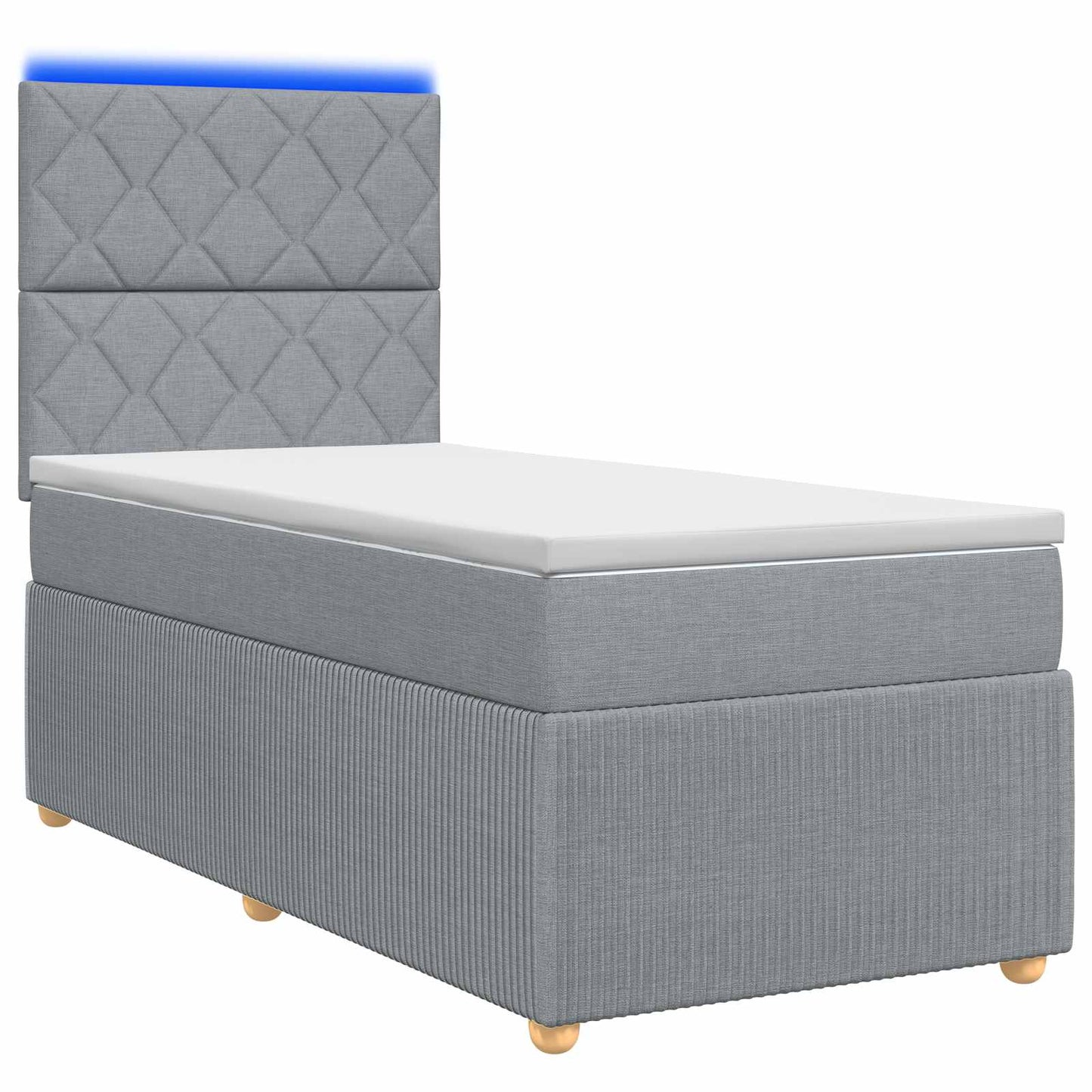 LED Boxspring Ágy Mattal Világosszürke 90 x 190 cm Szövet