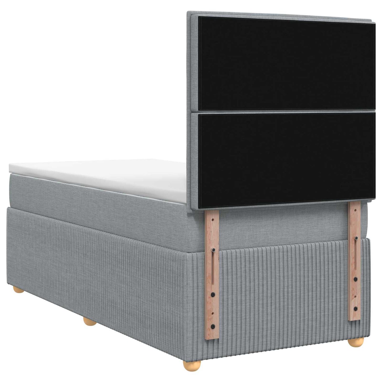 LED Boxspring Ágy Mattal Világosszürke 90 x 190 cm Szövet