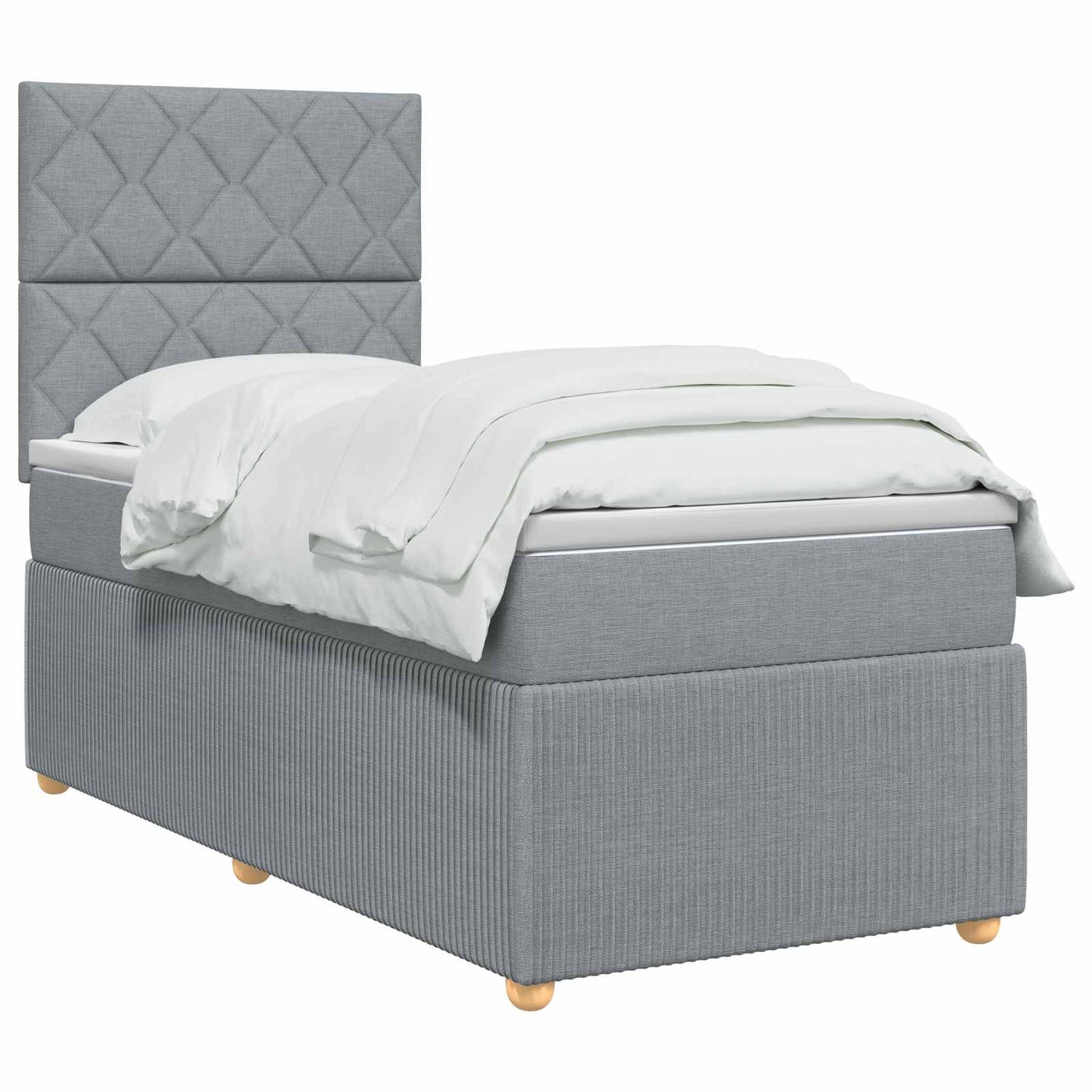 LED Boxspring Ágy Mattal Világosszürke 90 x 190 cm Szövet
